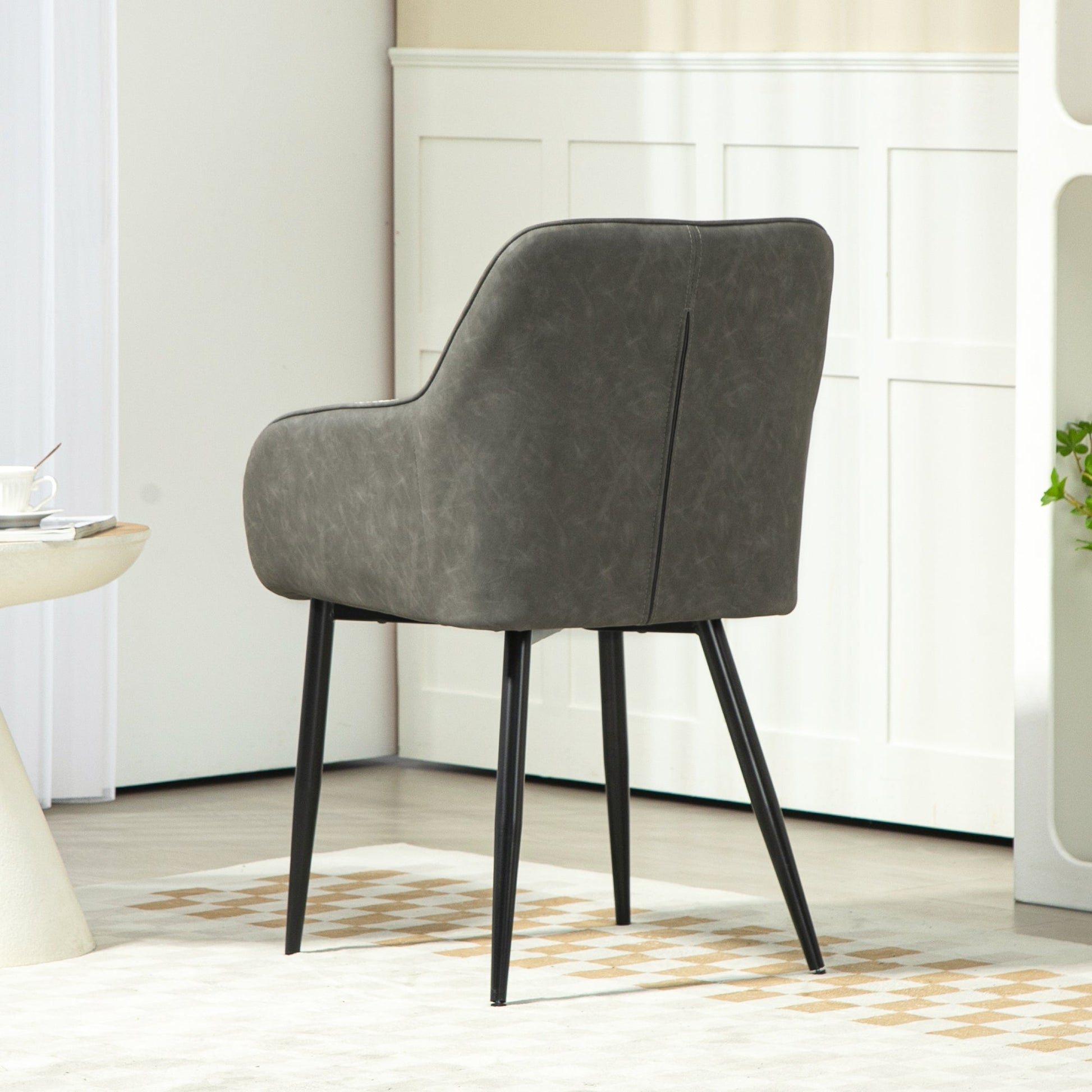 HOMCOM Accent Chair with Foot Pads, Upholstered Armchair with Chenille Fabric Front and PU Back, Occasional Chair for Living Room Bedroom, Cream White