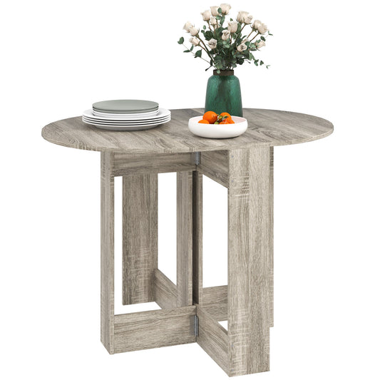 HOMCOM Folding Dining Table, Space-saving Drop Leaf Table for Small Space, Kitchen, Dining Room, Grey