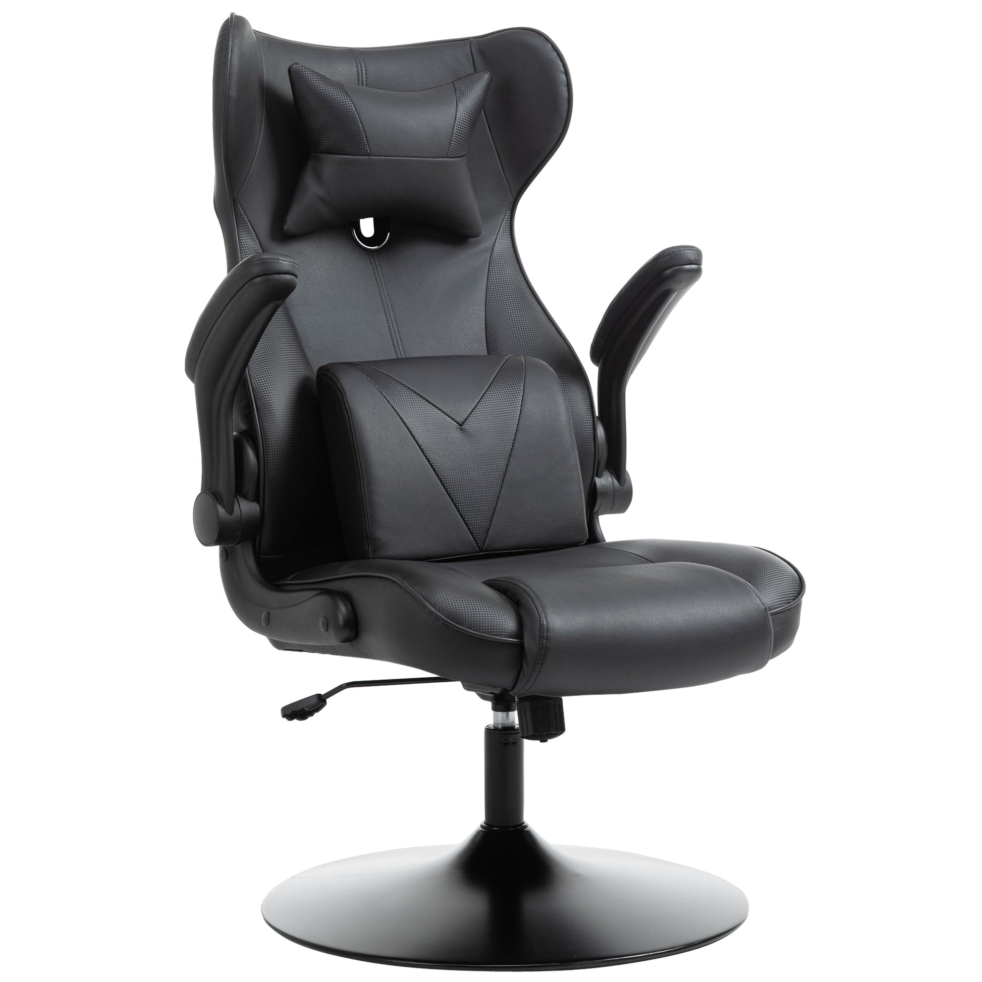 Vinsetto Video Game Chair with Lumbar Support, Racing Style Home Office Chair, Computer Chair with Swivel Base, Flip-up Armrest and Headrest, Black