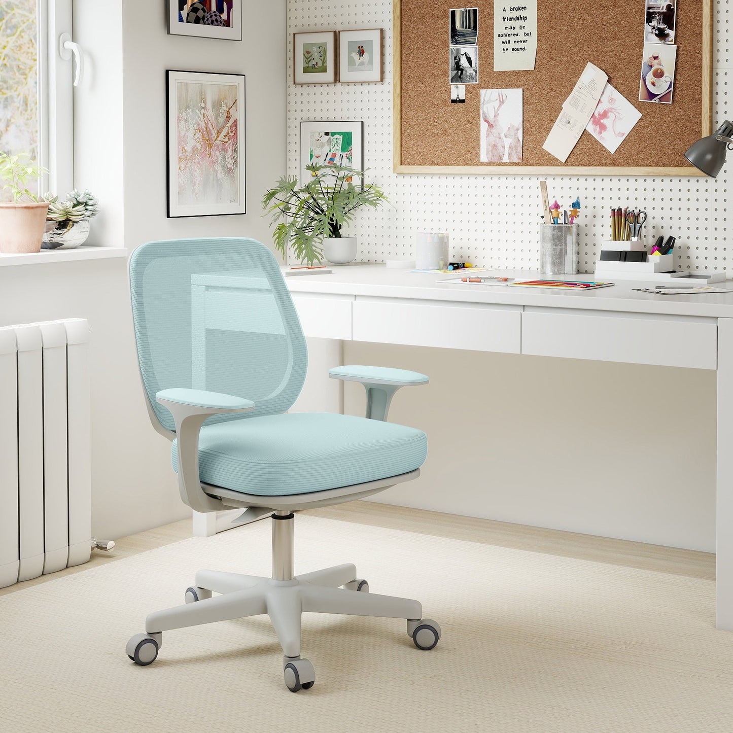 Office Chair, Breathable Mesh Swivel Desk Chair with Adjustable Height for Home Office, Study, Light Green