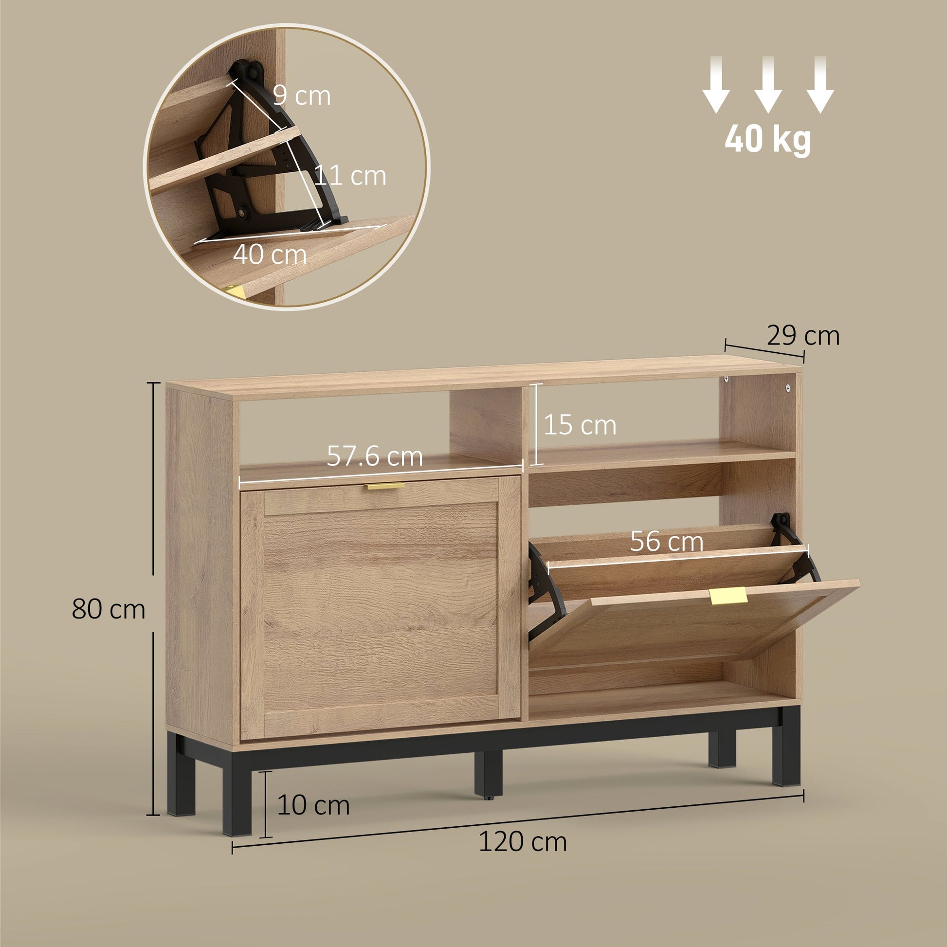 Narrow Shoe Cabinet with 2 Flip Drawers, Modern Shoe Storage Cabinet with Adjustable Shelves for Entryway, Hallway, Holds 8 Pairs, Walnut Brown