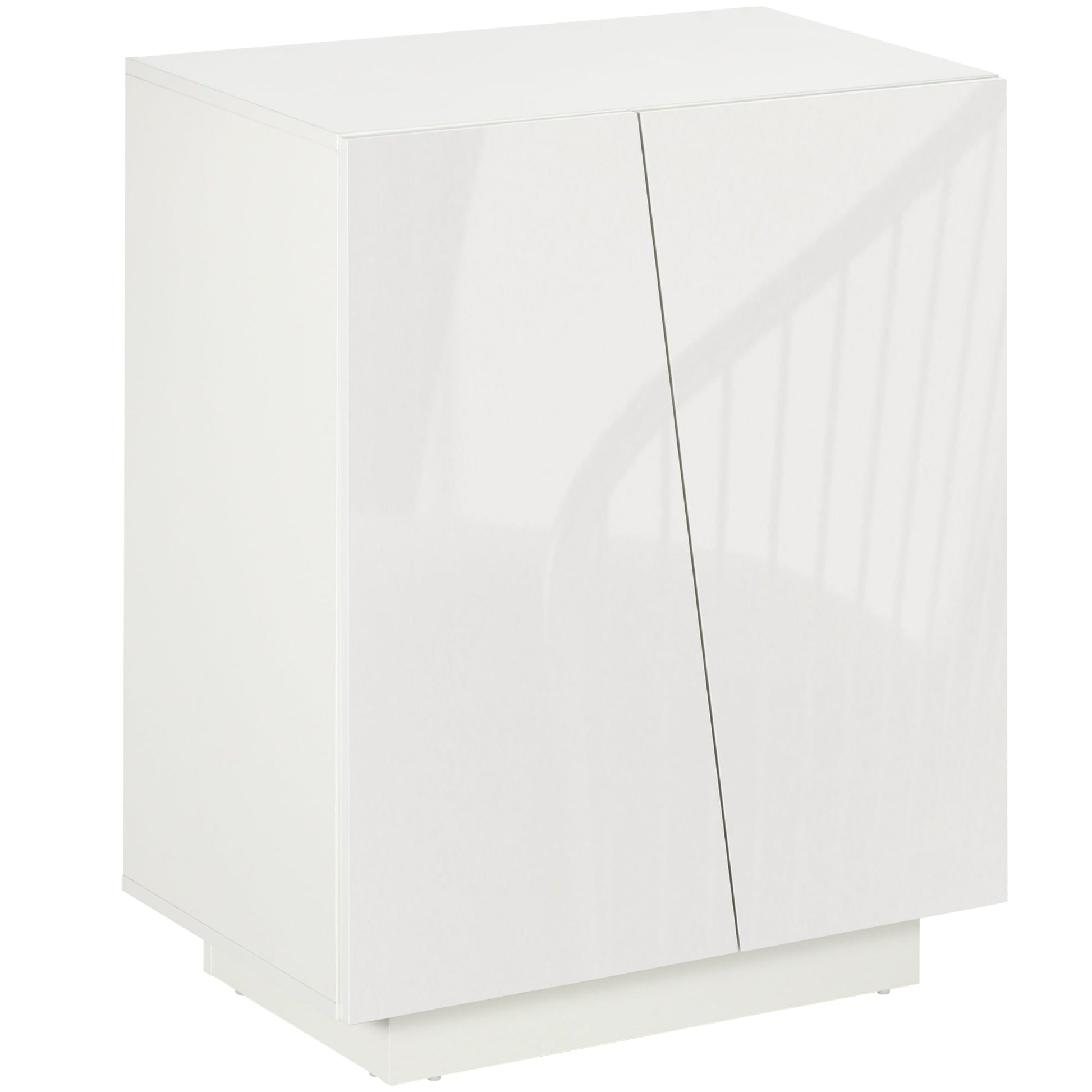 HOMCOM High Gloss Storage Cabinet, Freestanding Storage Cupboard with Adjustable Shelves for Living Room, Bedroom, Hallway, White