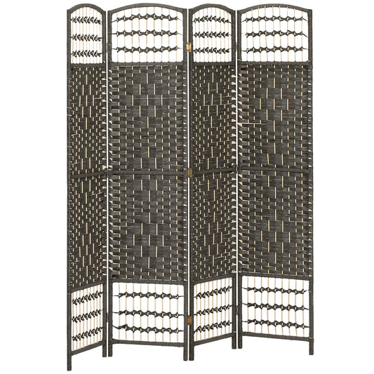 4 Panel Folding Room Divider, Privacy Screen, Freestanding Paravent Partition Separator for Living Room and Office, 160 x 170cm,  Dark Grey