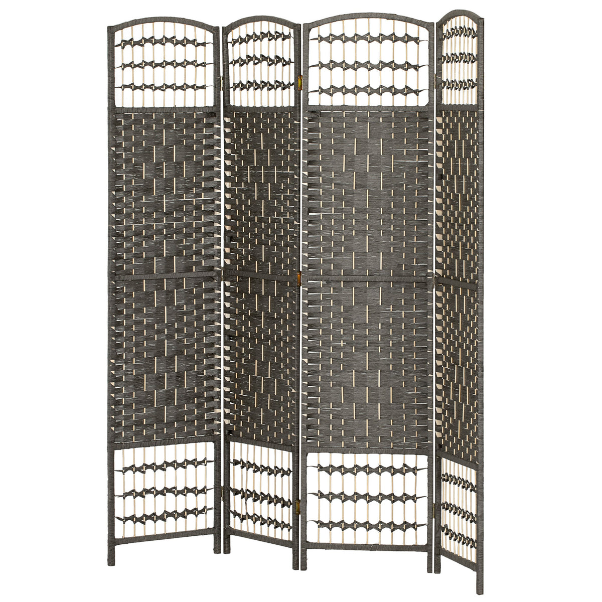 4 Panel Folding Room Divider, Privacy Screen, Freestanding Paravent Partition Separator for Living Room and Office, 160 x 170cm,  Dark Grey