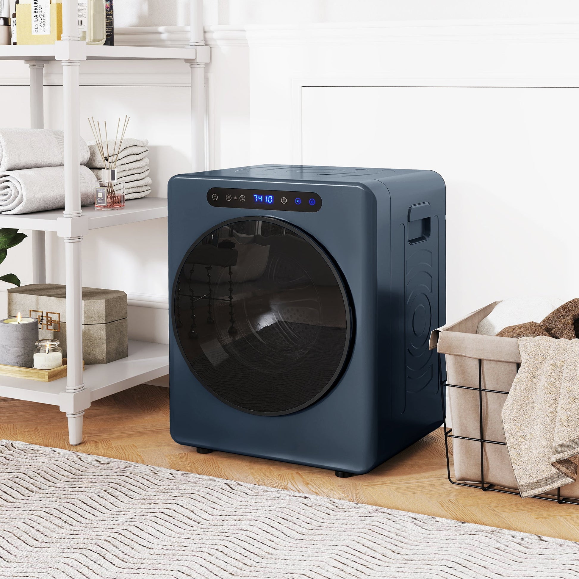 5kg Vented Tumble Dryer, 1000W Compact Freestanding Front Tumble Dryer with Stainless Steel Tub, Timer, 6 Heat Settings, Small Portable Clothes Drying Machine, Blue