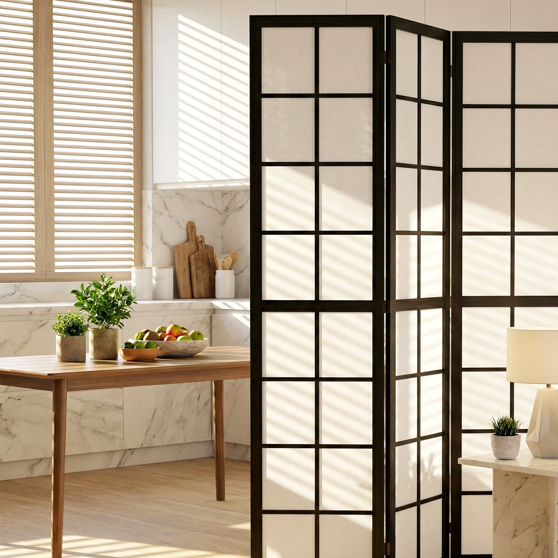 4 Panel Folding Room Divider, Freestanding Privacy Screen, Indoor Room Partition for Living Room, Bedroom and Office, 160 x 170cm