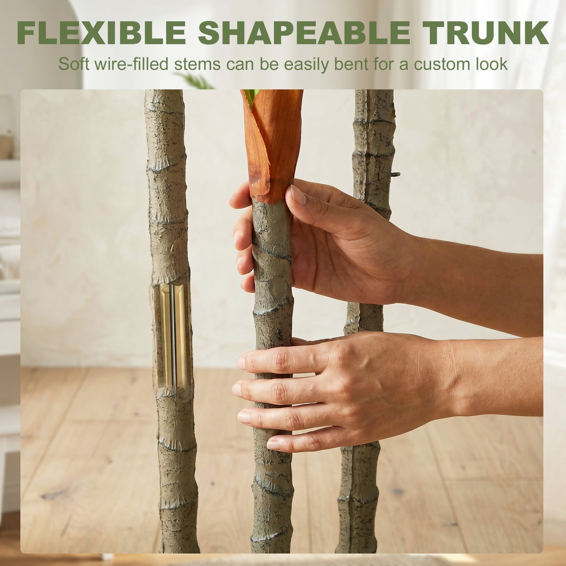 90cm Artificial Dracaena Tree, Decorative Artificial Plants with Bendable Trunks and White Planter for Living Room Bedroom Home Office Decor, Green