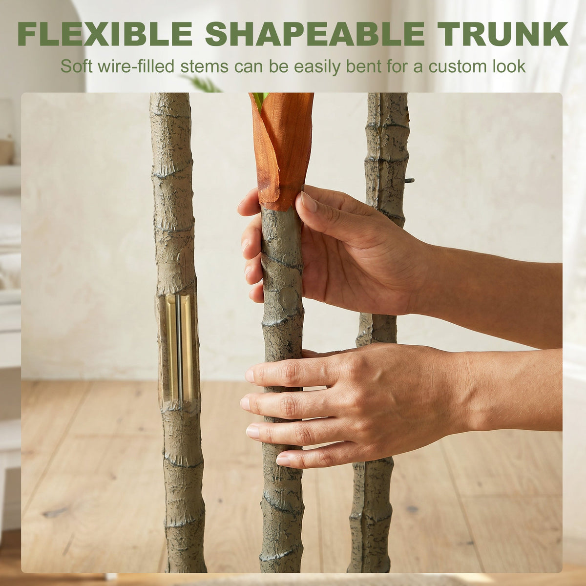 90cm Artificial Dracaena Tree, Decorative Artificial Plants with Bendable Trunks and White Planter for Living Room Bedroom Home Office Decor, Green