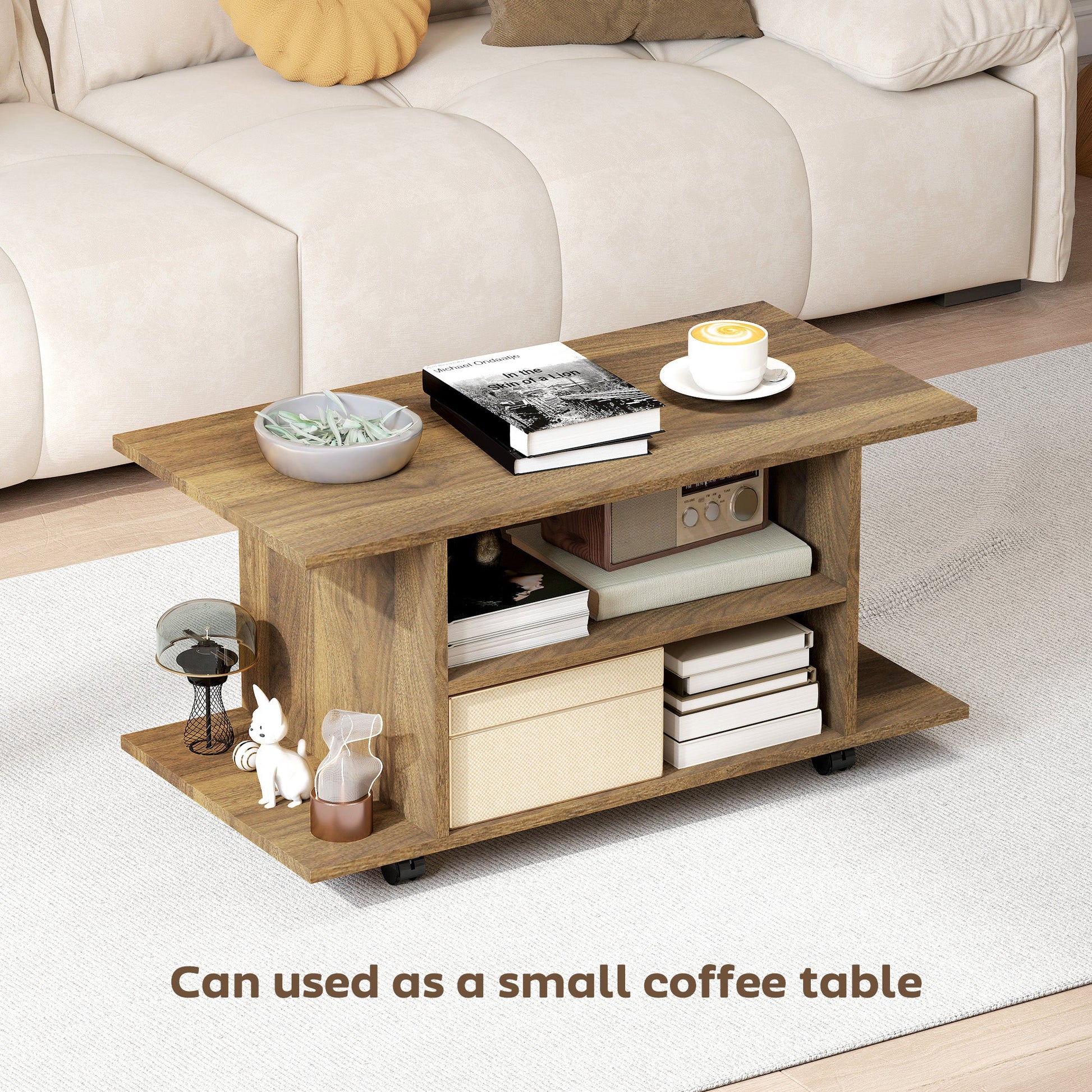 Modern TV Cabinet Stand Storage Shelves Table Mobile Bedroom Furniture Bookshelf Bookcase Walnut