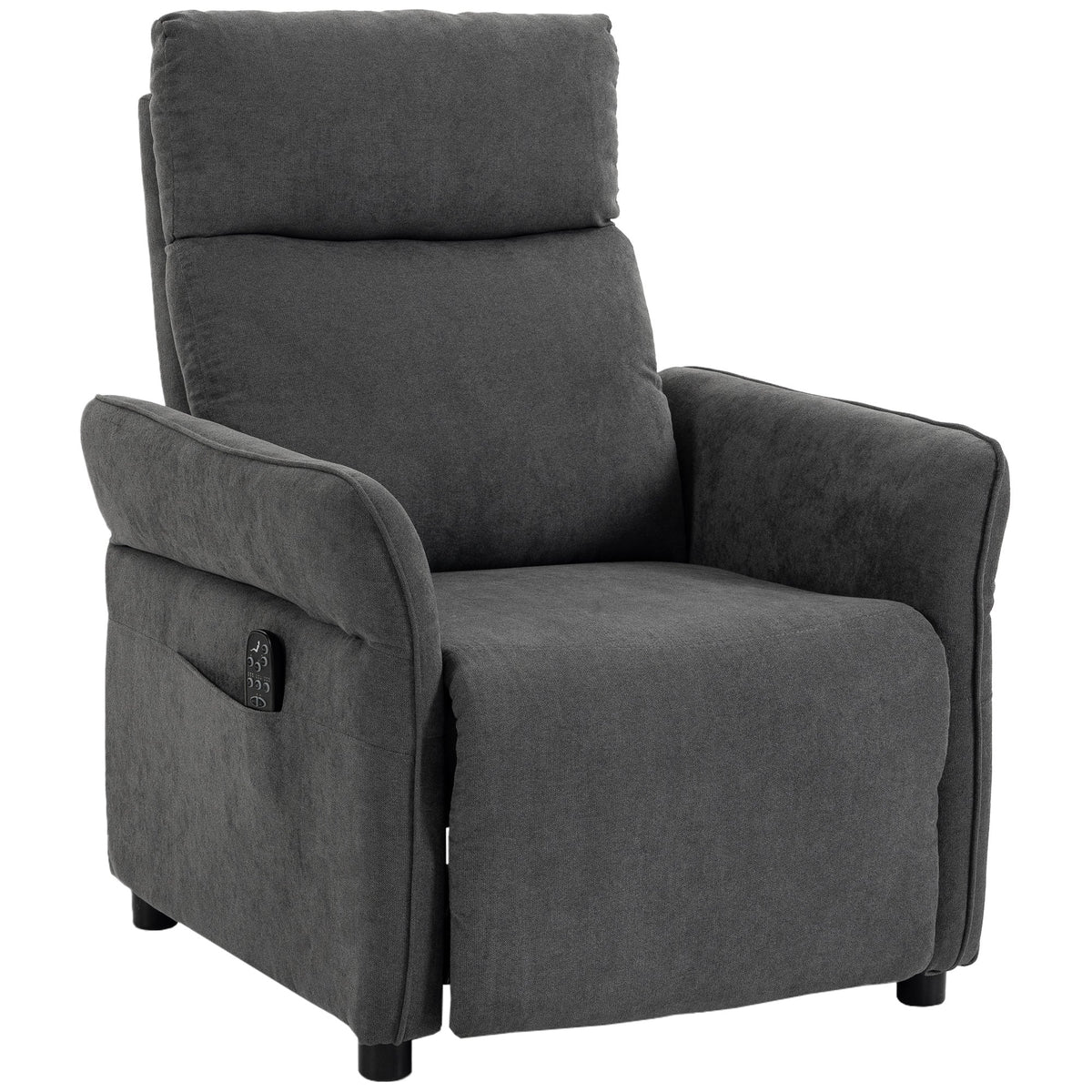Recliner Armchair, Push Back Recliner Chair with Massage & Heat, Adjustable Armrests, Terry Cloth Manual Reclining Single Sofa with Footrest, Dual Side Pockets for Home Living Room, Dark Grey