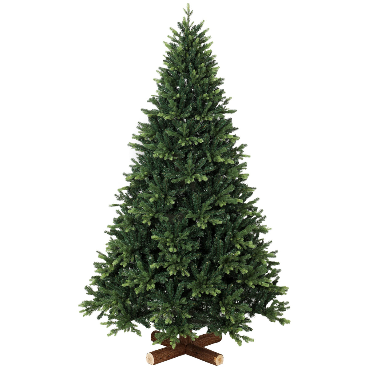 7ft Artificial Christmas Tree, Hinged Xmas Tree with 3834 PE & PVC Branch Tips, Solid Fir Wood Stand, Auto Open for Home Office Holiday Decoration, Green