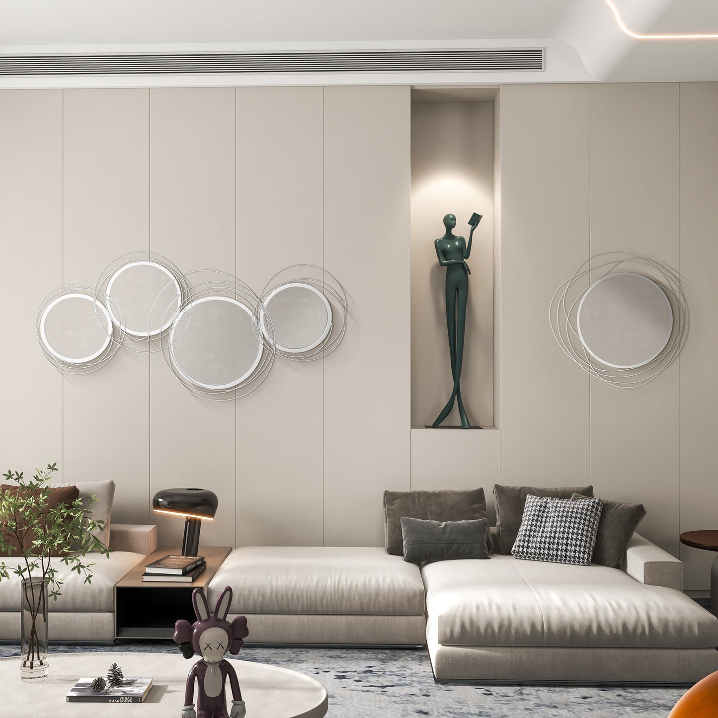 HOMCOM Decor Wall Mirror, Metal Wall Art, 65cm Round Mirror for Living Room, Bedroom, Dining Room, Vanity, Silver
