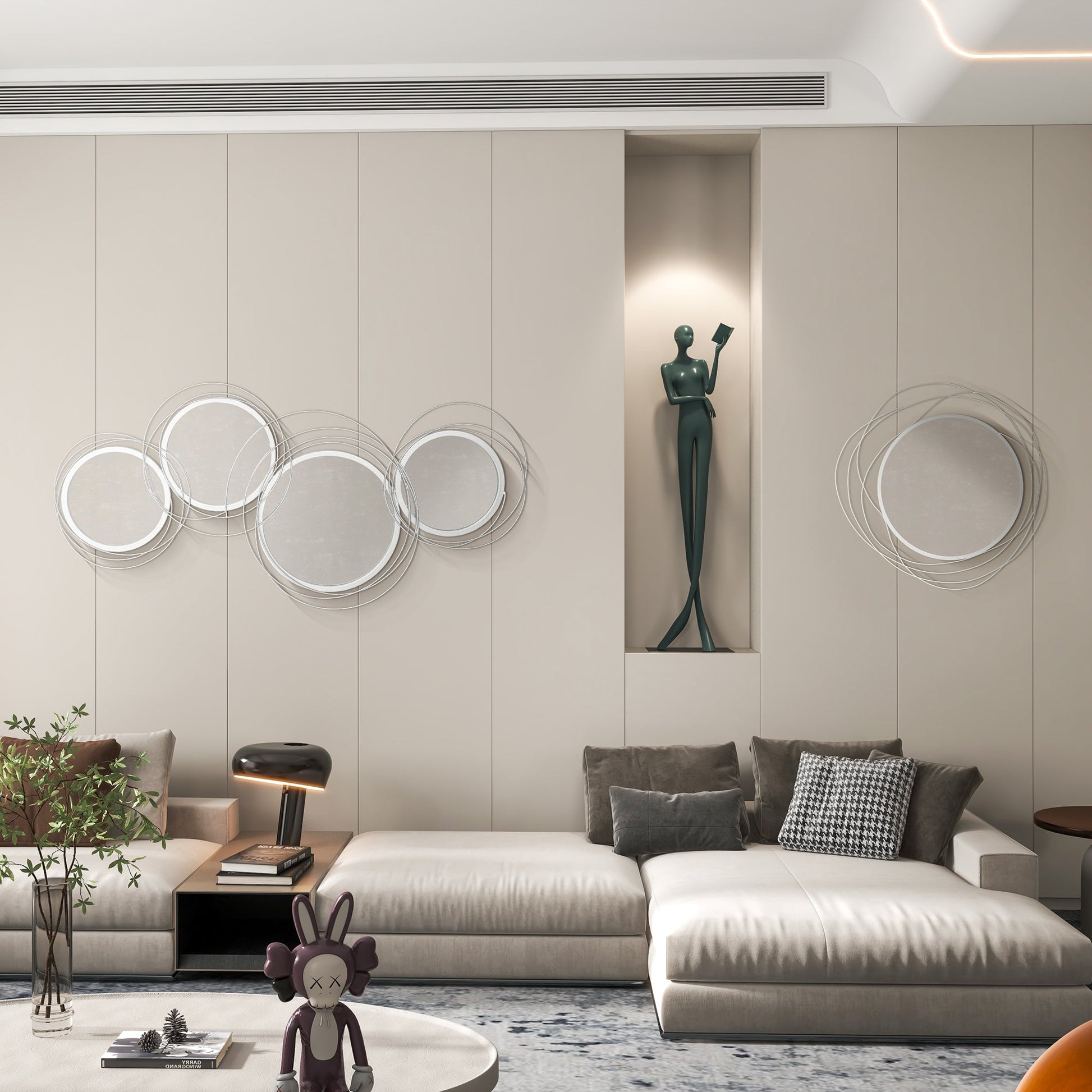 HOMCOM Decor Wall Mirror, Metal Wall Art, 65cm Round Mirror for Living Room, Bedroom, Dining Room, Vanity, Silver