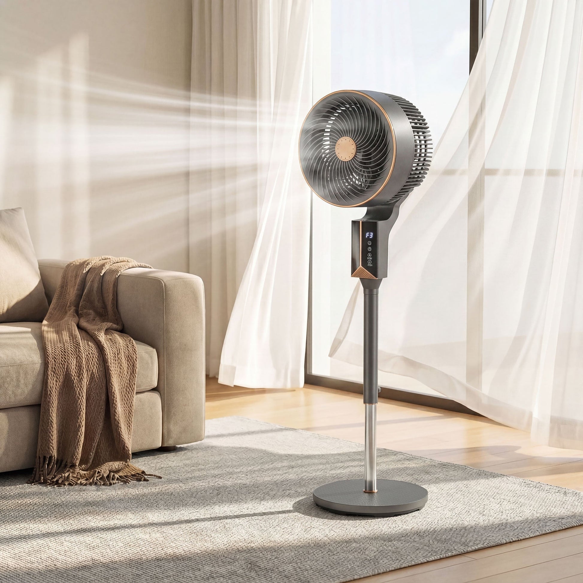 20 dB Silent Standing Fan for Bedroom, 46" Pedestal Fan with 65° Oscillating, 85° Vertical Tilt, 8 Speeds, Remote Control, 12H Timer, Adjustable Height, Grey