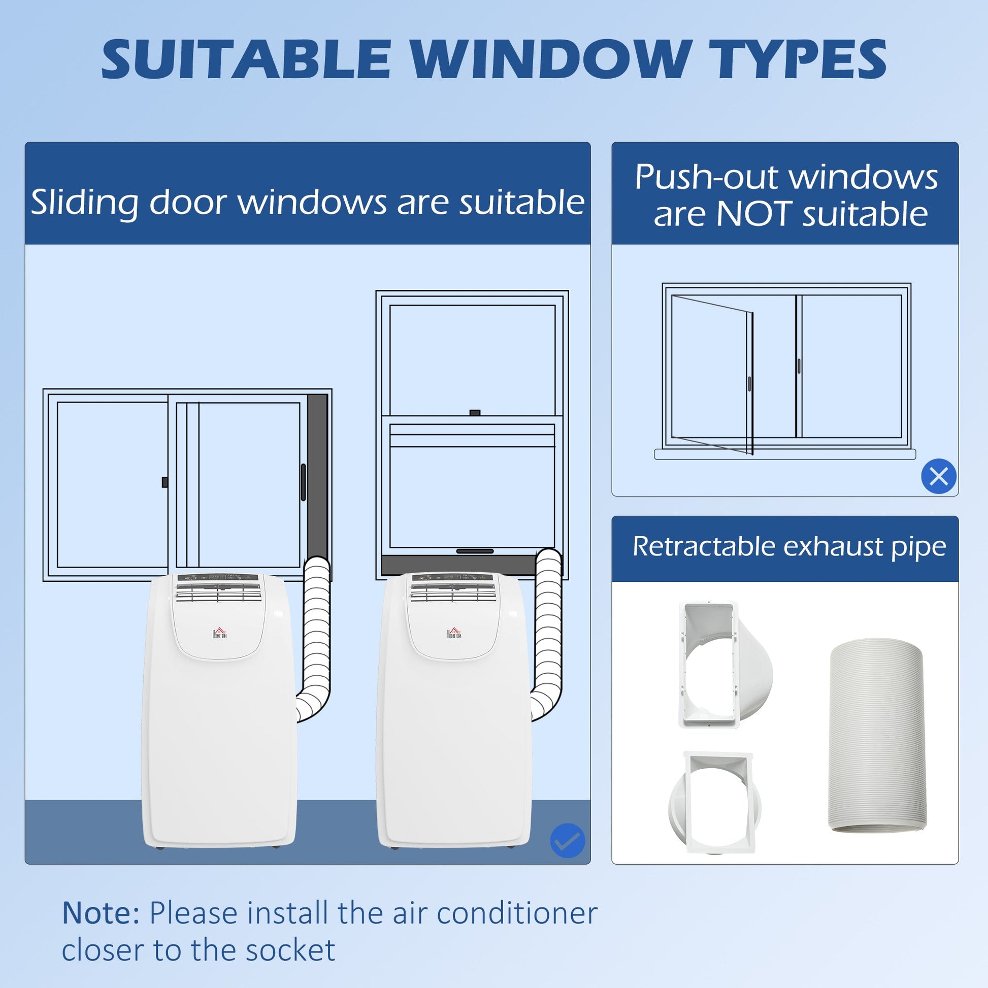 HOMCOM 12,000 BTU Portable Air Conditioner, 4-in-1 Dehumidifier Cooling Fan with Quiet Mode, Remote, LED Display, 24H Timer, Wheels, 28m², Window Venting Kit, Child Lock, White
