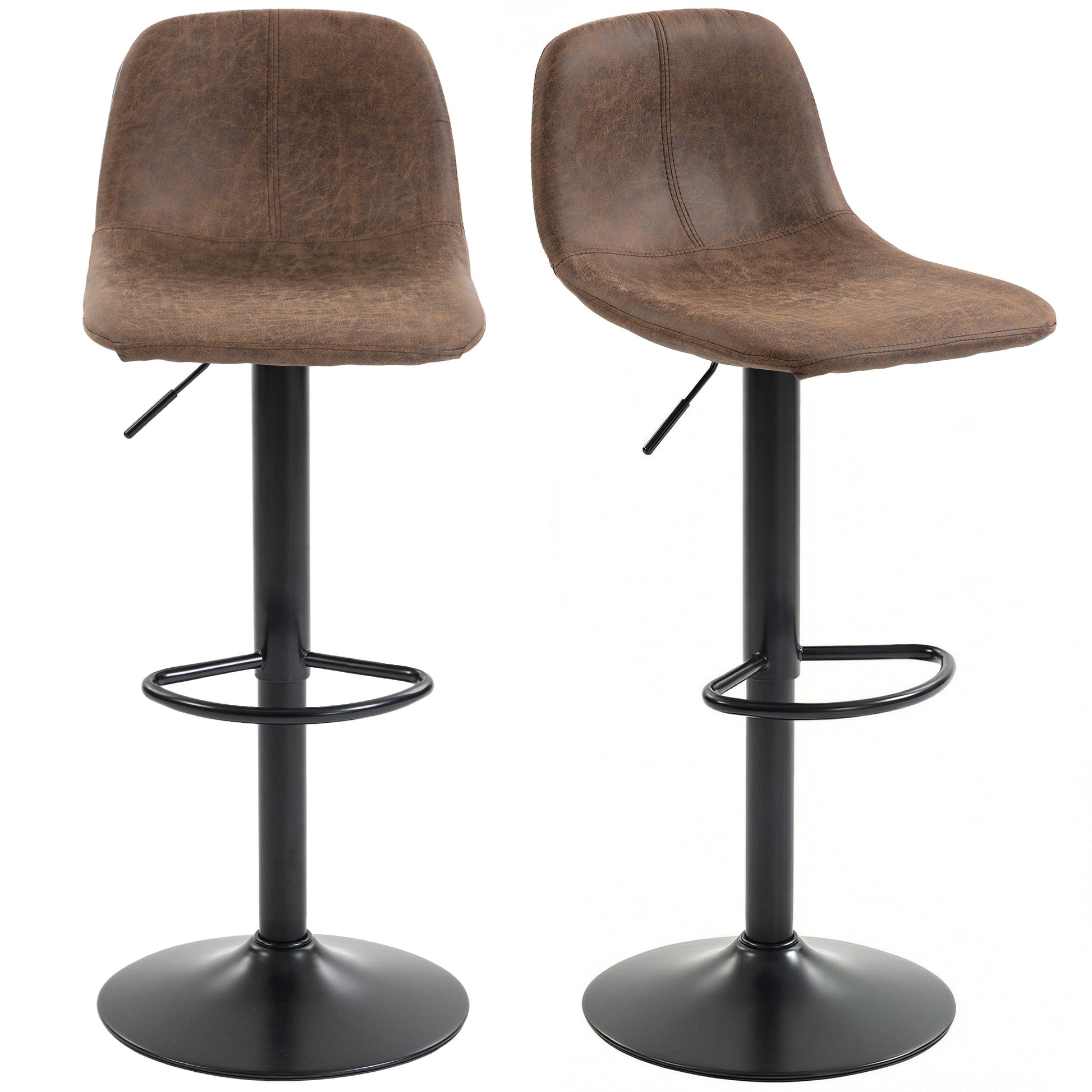 Bar Stools Set of 2, Modern Swivel Barstools, Height Adjustable Breakfast Bar Chairs with Footrest for Kitchen Island and Dining Room, Brown