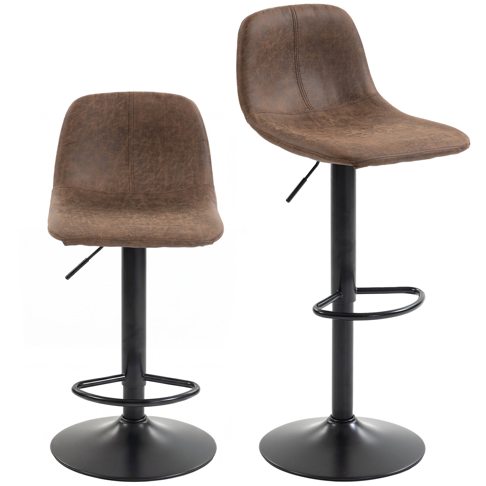 Bar Stools Set of 2, Modern Swivel Barstools, Height Adjustable Breakfast Bar Chairs with Footrest for Kitchen Island and Dining Room, Brown