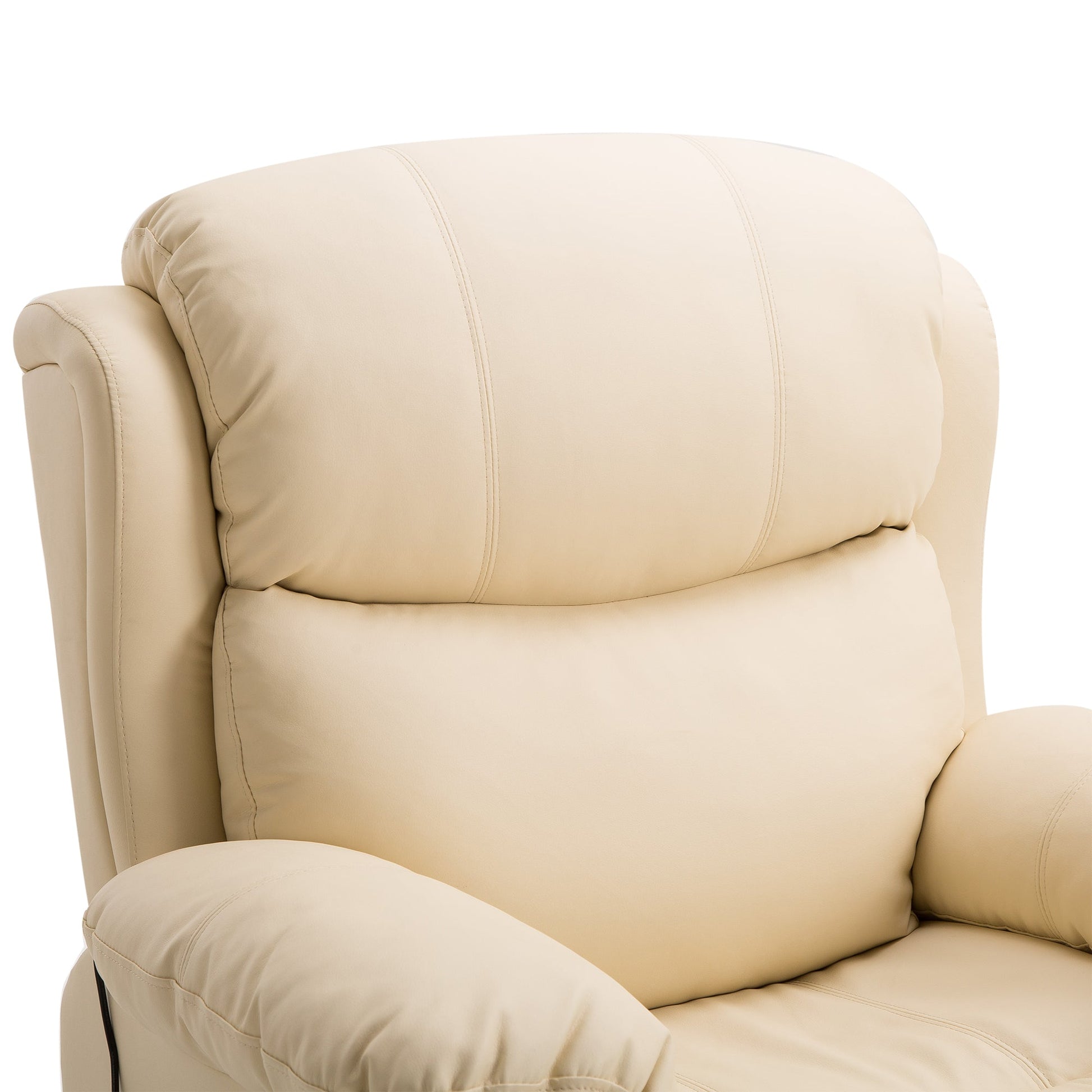 HOMCOM PU Leather Massage Recliner Chair with 8 Points and Heat, Manual Reclining Chair with Swivel Base, Footrest and Remote, Rocking Armchair, Beige