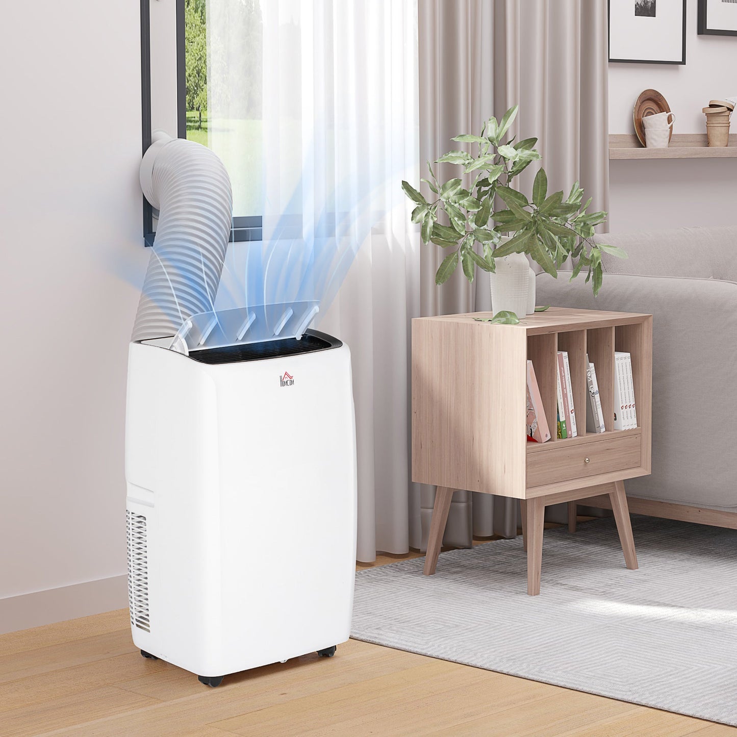 HOMCOM 14000 BTU Air Conditioning Unit, 3-in-1 Portable Air Conditioner, Dehumidifier, Cooling Fan with 24H Timer On/off, 2 Speeds, Remote Control, LED Display, 24H Timer, Window Venting Kit, 40m²