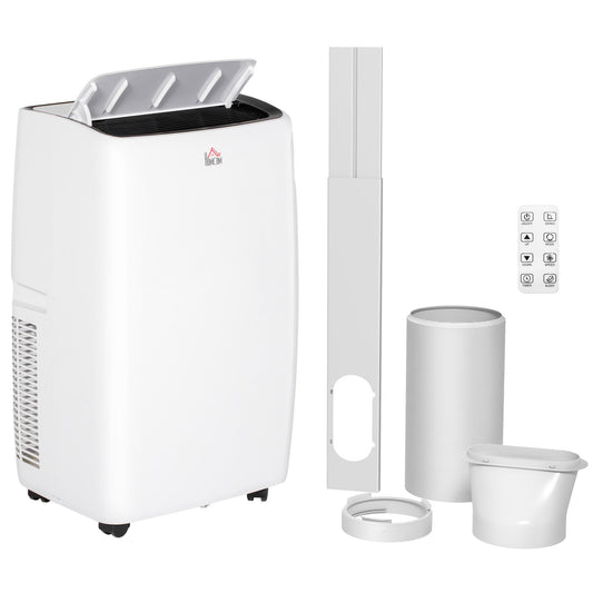HOMCOM 14000 BTU Air Conditioning Unit, 3-in-1 Portable Air Conditioner, Dehumidifier, Cooling Fan with 24H Timer On/off, 2 Speeds, Remote Control, LED Display, 24H Timer, Window Venting Kit, 40m²
