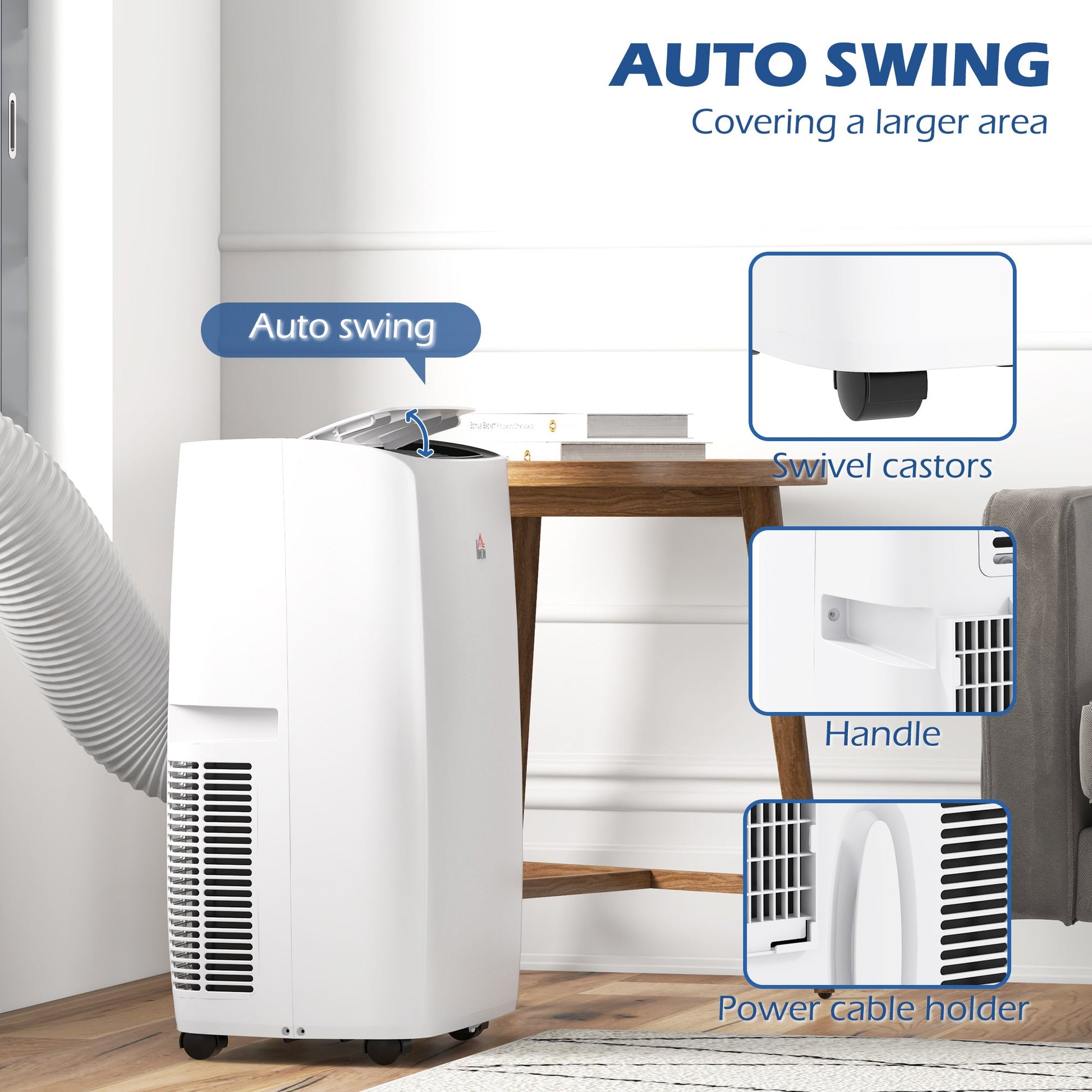 HOMCOM 14000 BTU Air Conditioning Unit, 3-in-1 Portable Air Conditioner, Dehumidifier, Cooling Fan with 24H Timer On/off, 2 Speeds, Remote Control, LED Display, 24H Timer, Window Venting Kit, 40m²