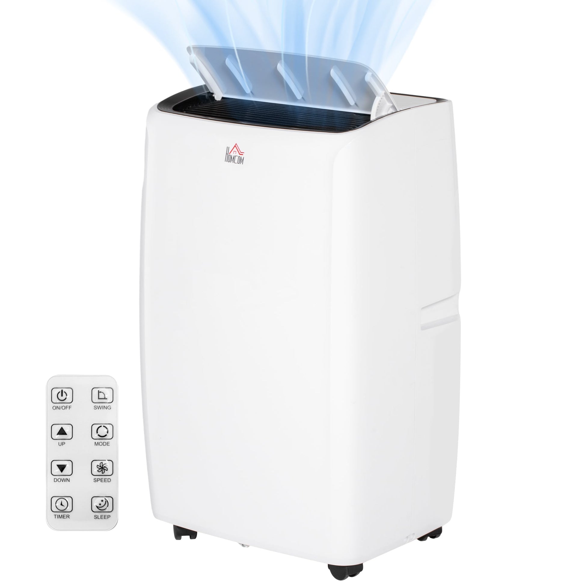 HOMCOM 14000 BTU Air Conditioning Unit, 3-in-1 Portable Air Conditioner, Dehumidifier, Cooling Fan with 24H Timer On/off, 2 Speeds, Remote Control, LED Display, 24H Timer, Window Venting Kit, 40m²