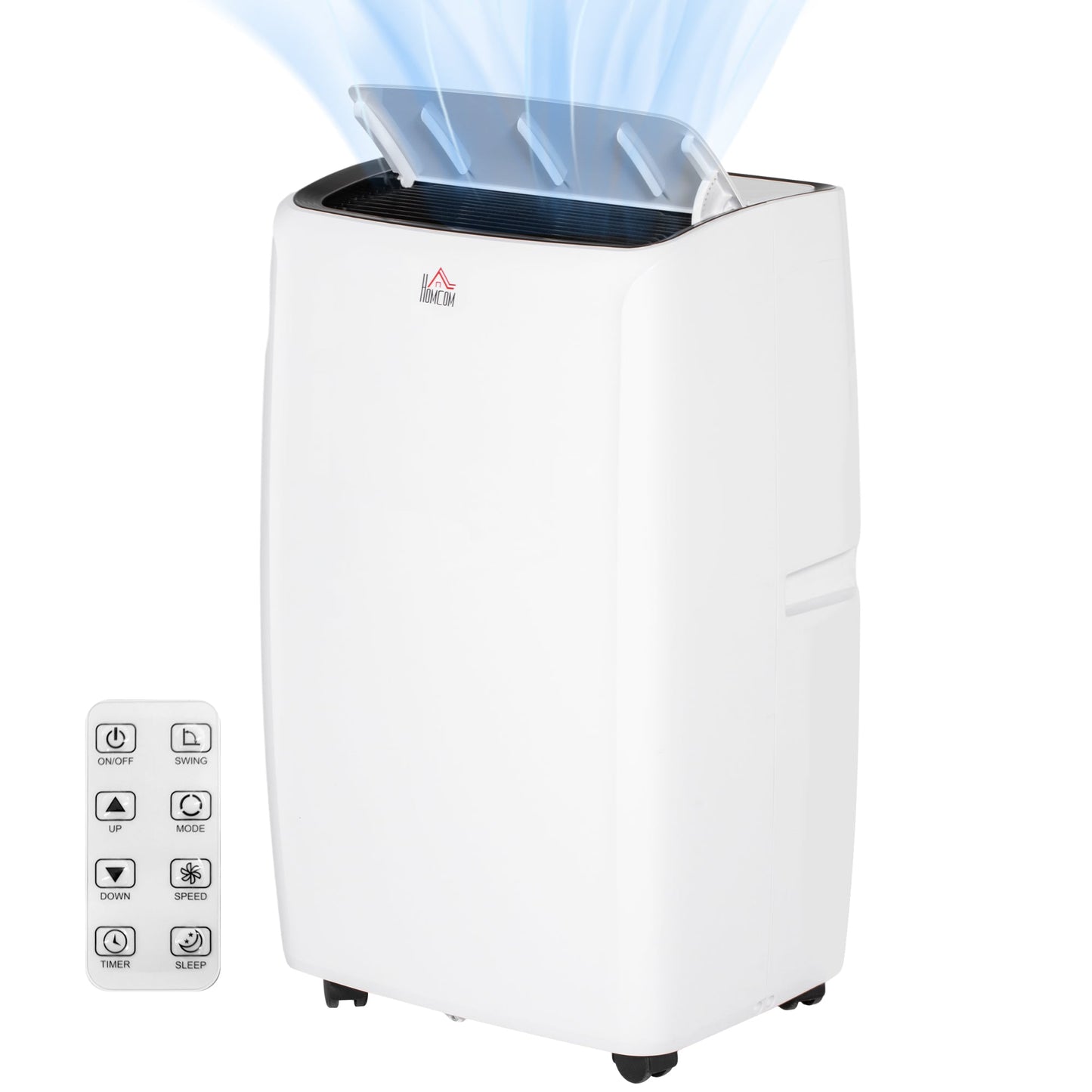 HOMCOM 14000 BTU Air Conditioning Unit, 3-in-1 Portable Air Conditioner, Dehumidifier, Cooling Fan with 24H Timer On/off, 2 Speeds, Remote Control, LED Display, 24H Timer, Window Venting Kit, 40m²