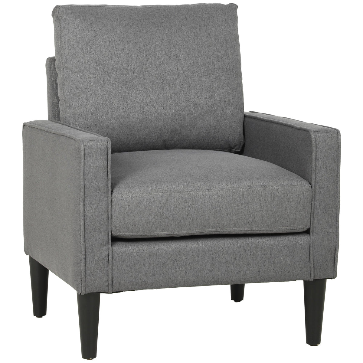 Armchair, Removable Pillow Linen Accent Chair, Comfy Spring Cushion Reading Lounge for Living Room, Bedroom, Study, Dark Grey
