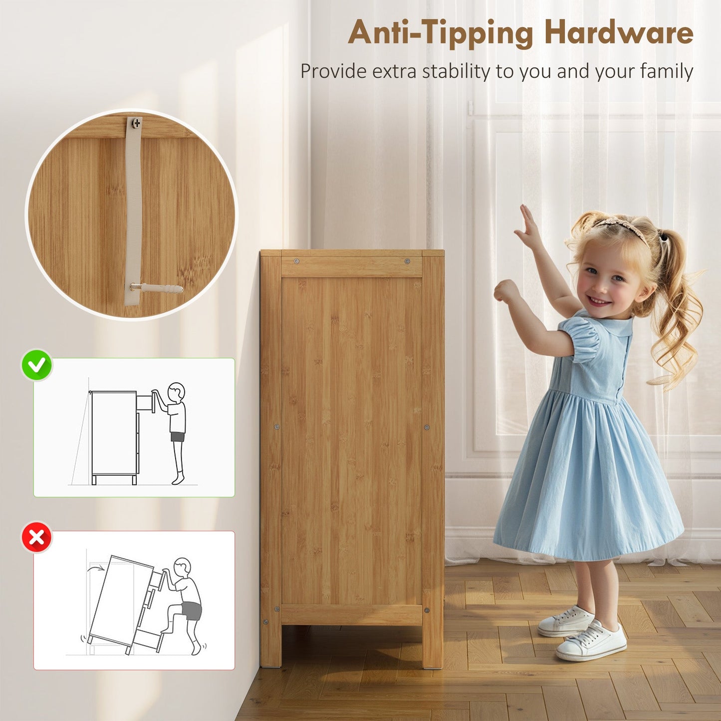 Bamboo Shoe Cabinet with 2 Sliding Slat Doors, 16Pairs Hallway Shoe Cupboard with Adjustable Shelves, Entryway Storage Unit, Natural