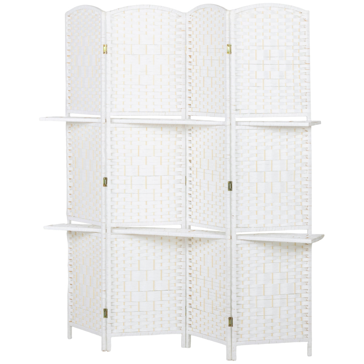 4 Panel Folding Room Divider, Freestanding Privacy Screen for Living Room, Bedroom and Office, 160 x 170cm, White
