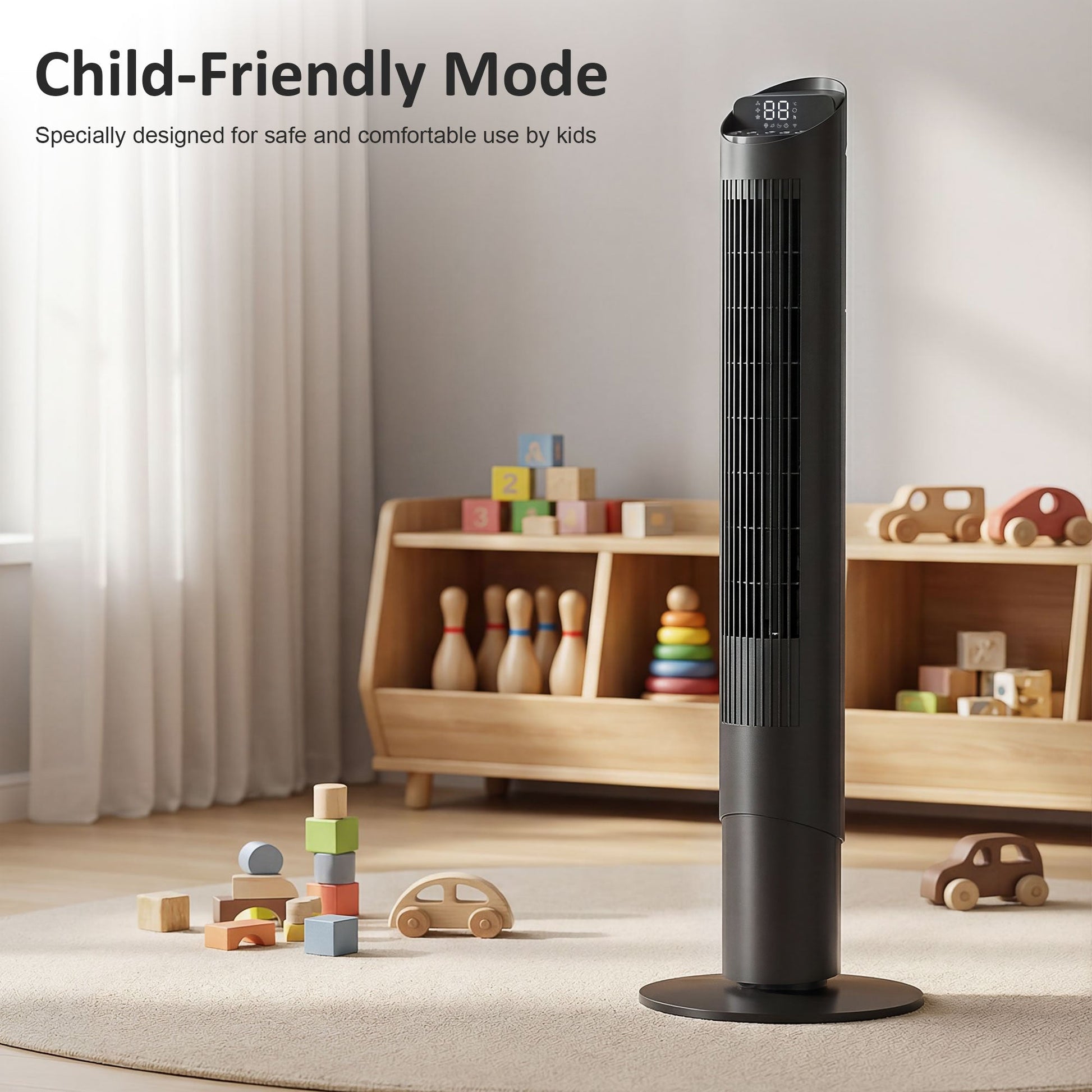 101.8 cm Tower Fan for Cooling, Standing Floor Cooling Fan with WiFi App, 6 Speeds and 4 Modes, 65° Oscillating, 12H Timer and Remote Control for Bedroom, Office, Black