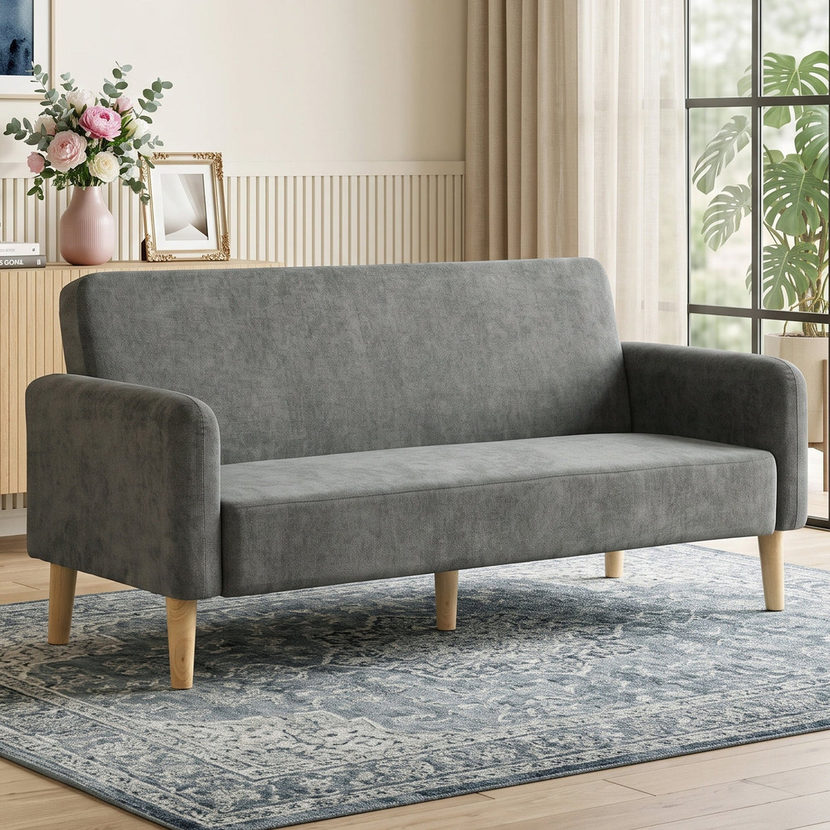 2 Seater Sofa, 160cm Velvet Small Couch with 20cm Thick Padding, Wide and Deep Seat, Plush Backrest, Loveseat Sofa Settee for Small Space, Living Room, Bedroom, Home Office, Grey