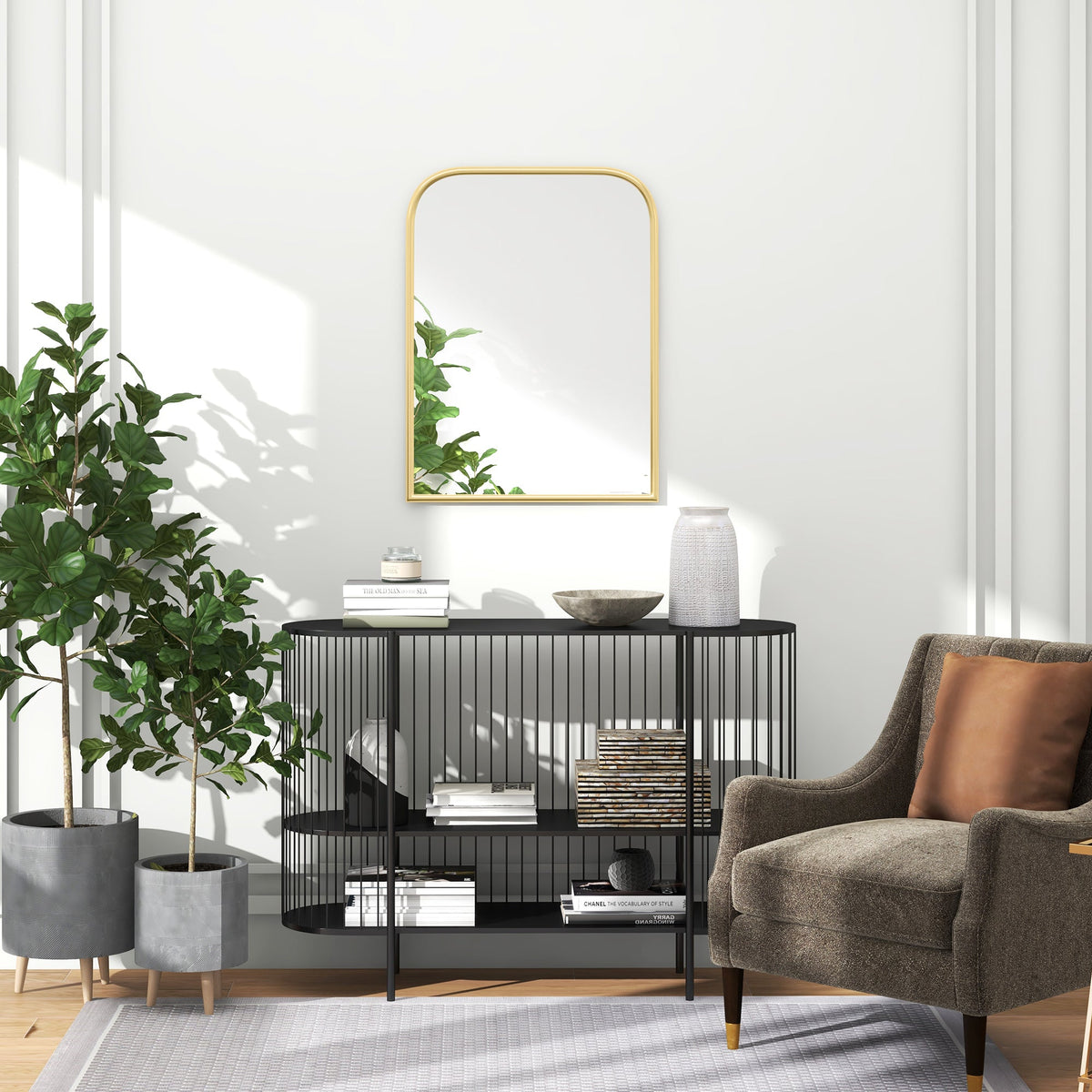 Wall Mirror, Decorative Baroque Mirror with Metal Frame, for Bedroom and Living Room, 60 x 87 cm, Gold Tone