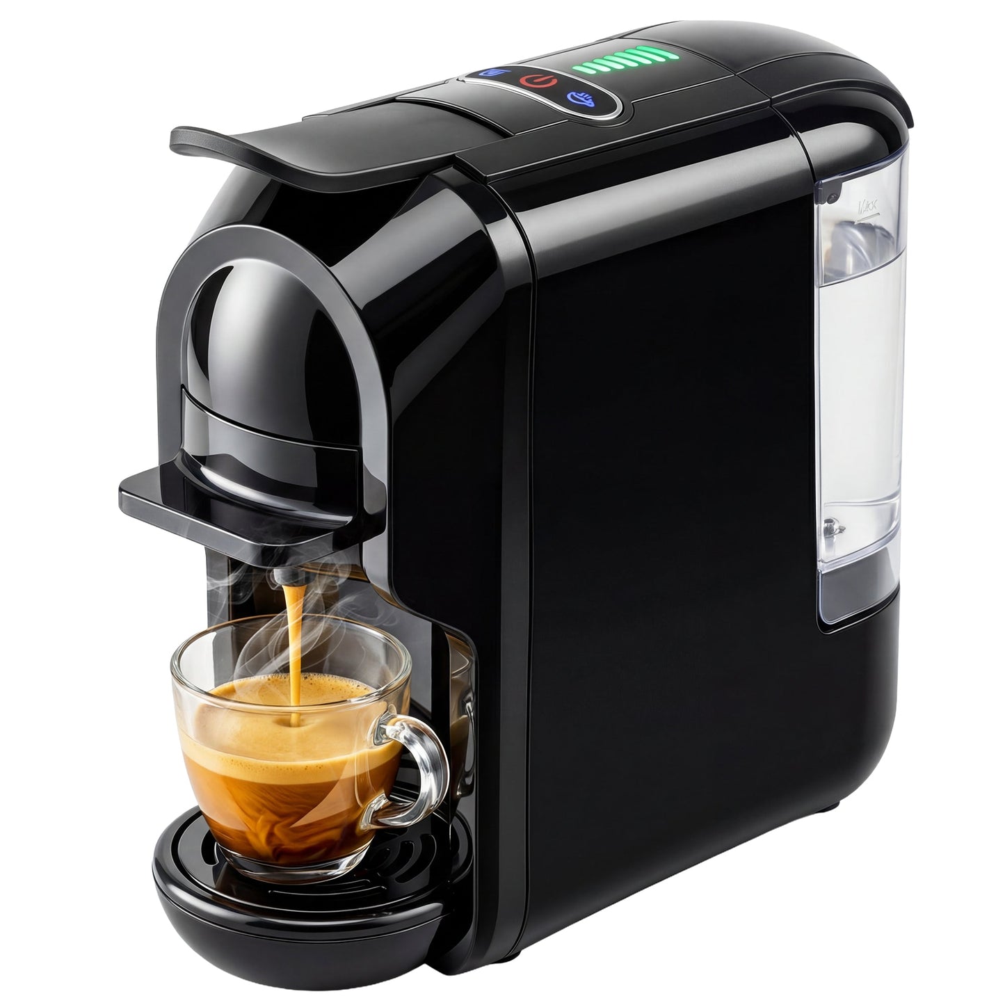 Pod Coffee Machine for Nespresso Original, Dolce Gusto Capsule and Ground Coffee, Small Semi Automatic Coffee Maker with 19 Bar Pump and 0.6L Water Tank for Home Office, Black