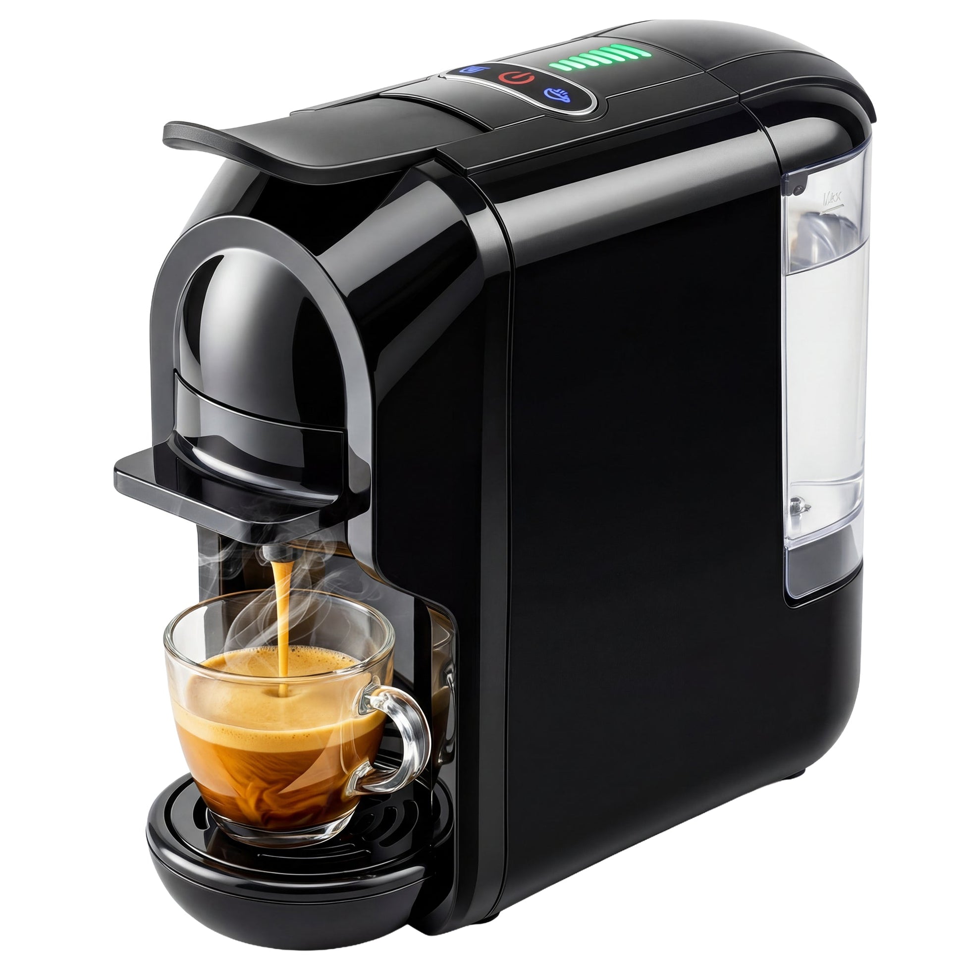 Pod Coffee Machine for Nespresso Original, Dolce Gusto Capsule and Ground Coffee, Small Semi Automatic Coffee Maker with 19 Bar Pump and 0.6L Water Tank for Home Office, Black