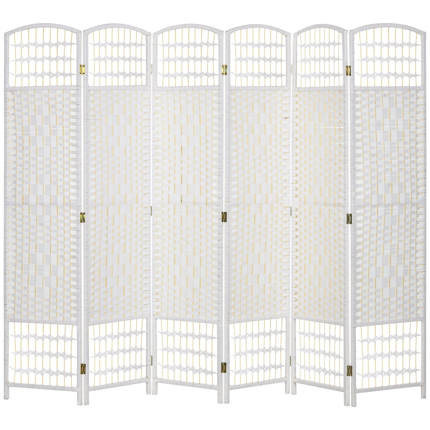 6 Panel Folding Room Divider, Privacy Screen, Freestanding Paravent Partition Separator for Living Room, Bedroom and Office, 240 x 170cm, White