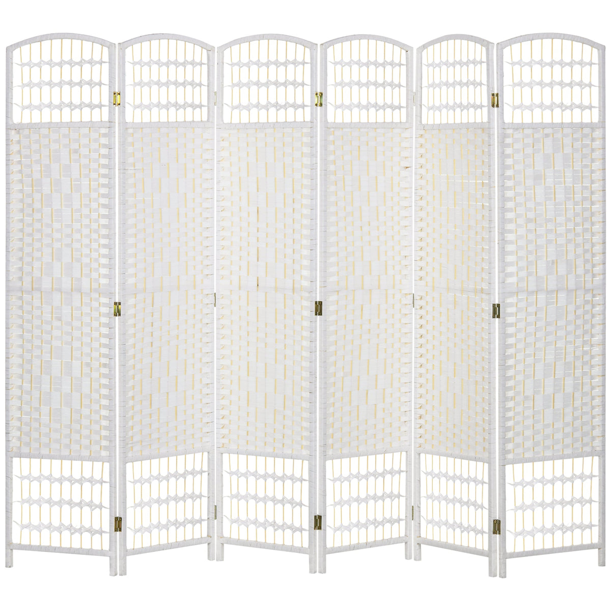 6 Panel Folding Room Divider, Privacy Screen, Freestanding Paravent Partition Separator for Living Room, Bedroom and Office, 240 x 170cm, White
