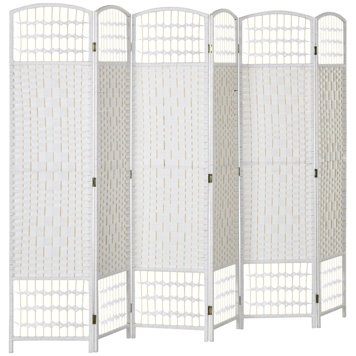 6 Panel Folding Room Divider, Privacy Screen, Freestanding Paravent Partition Separator for Living Room, Bedroom and Office, 240 x 170cm, White