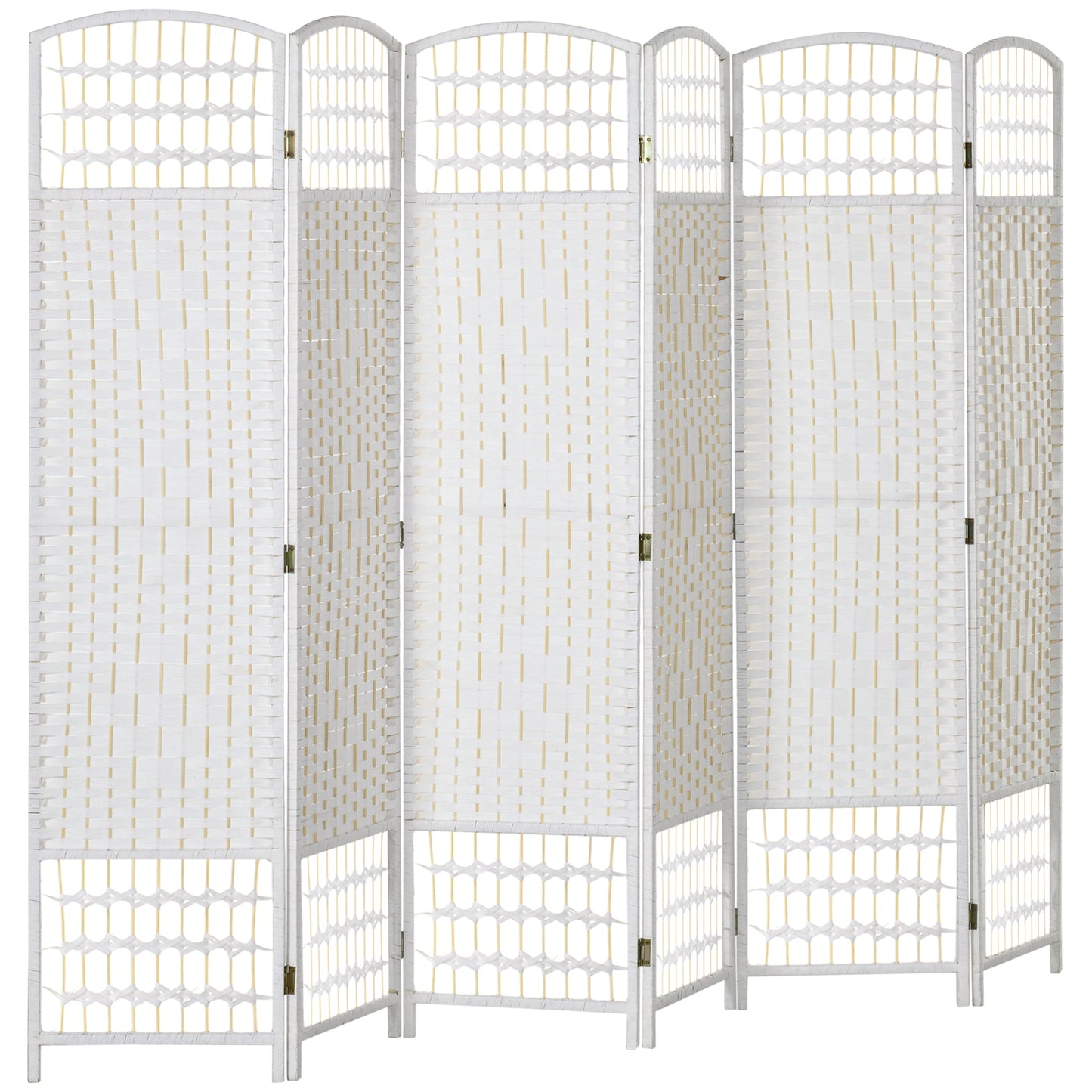 6 Panel Folding Room Divider, Privacy Screen, Freestanding Paravent Partition Separator for Living Room, Bedroom and Office, 240 x 170cm, White
