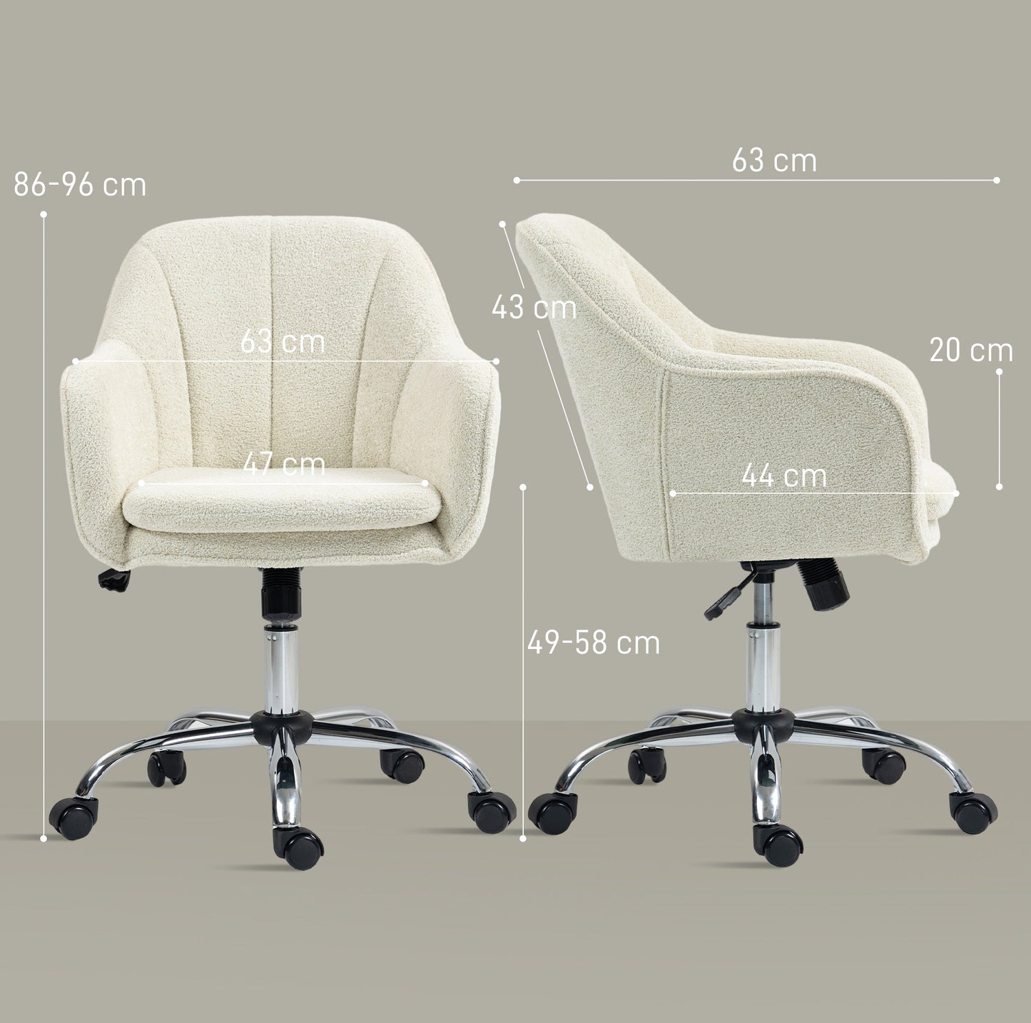 Velvet Office Chair, Modern Makeup Vanity Chair with Tub Back, Swivel Rolling Computer Armchair for Bedroom, Living Room, Beige