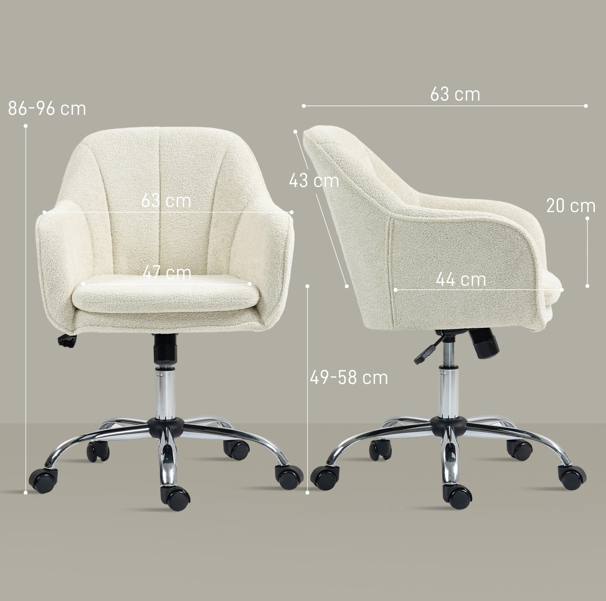 Velvet Office Chair, Modern Makeup Vanity Chair with Tub Back, Swivel Rolling Computer Armchair for Bedroom, Living Room, Beige