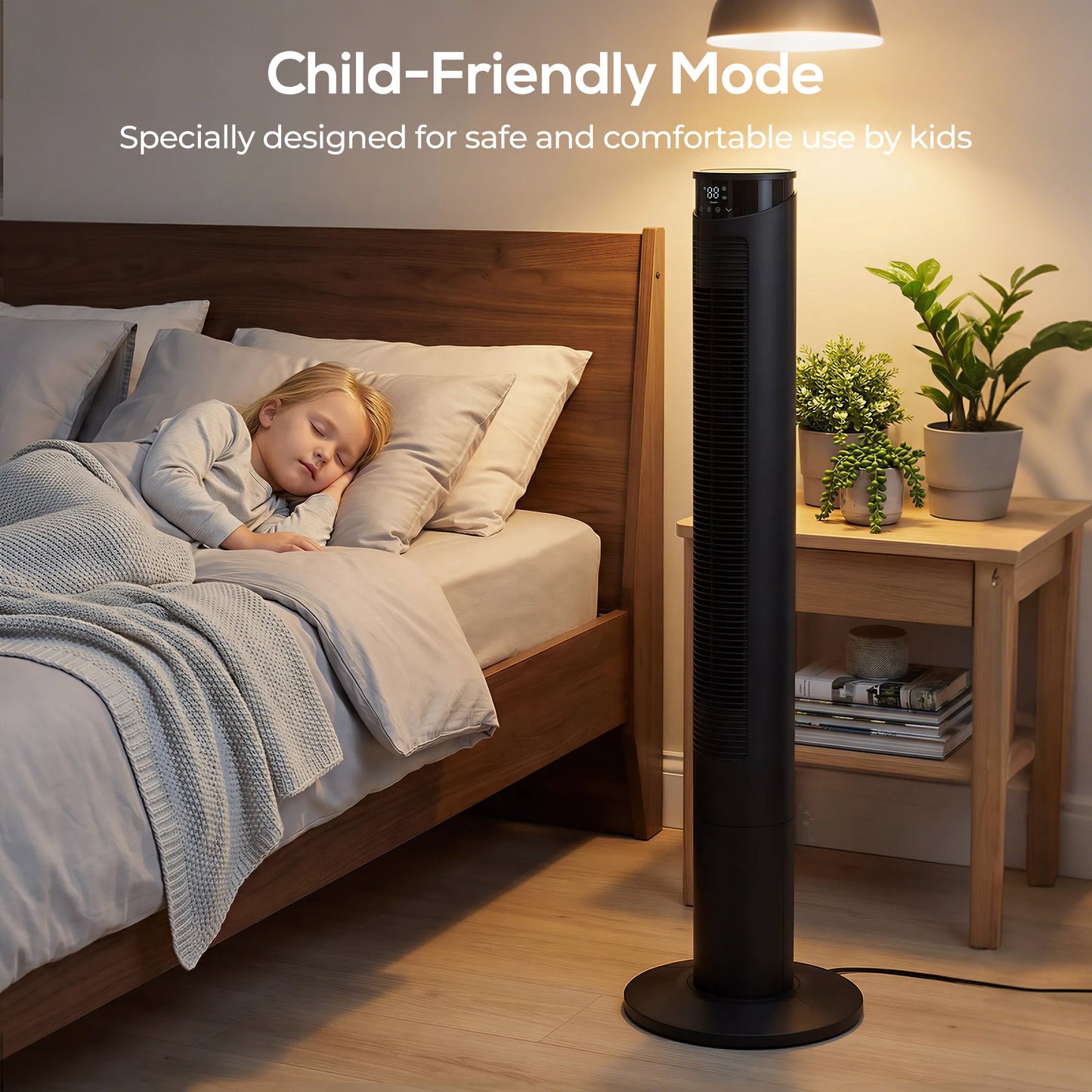 116 cm Tower Fan for Cooling, Standing Floor Fan with WiFi Control, 65° Oscillating, 12 Hour Timer, LED Display and Remote Control for Bedroom, Office, Black