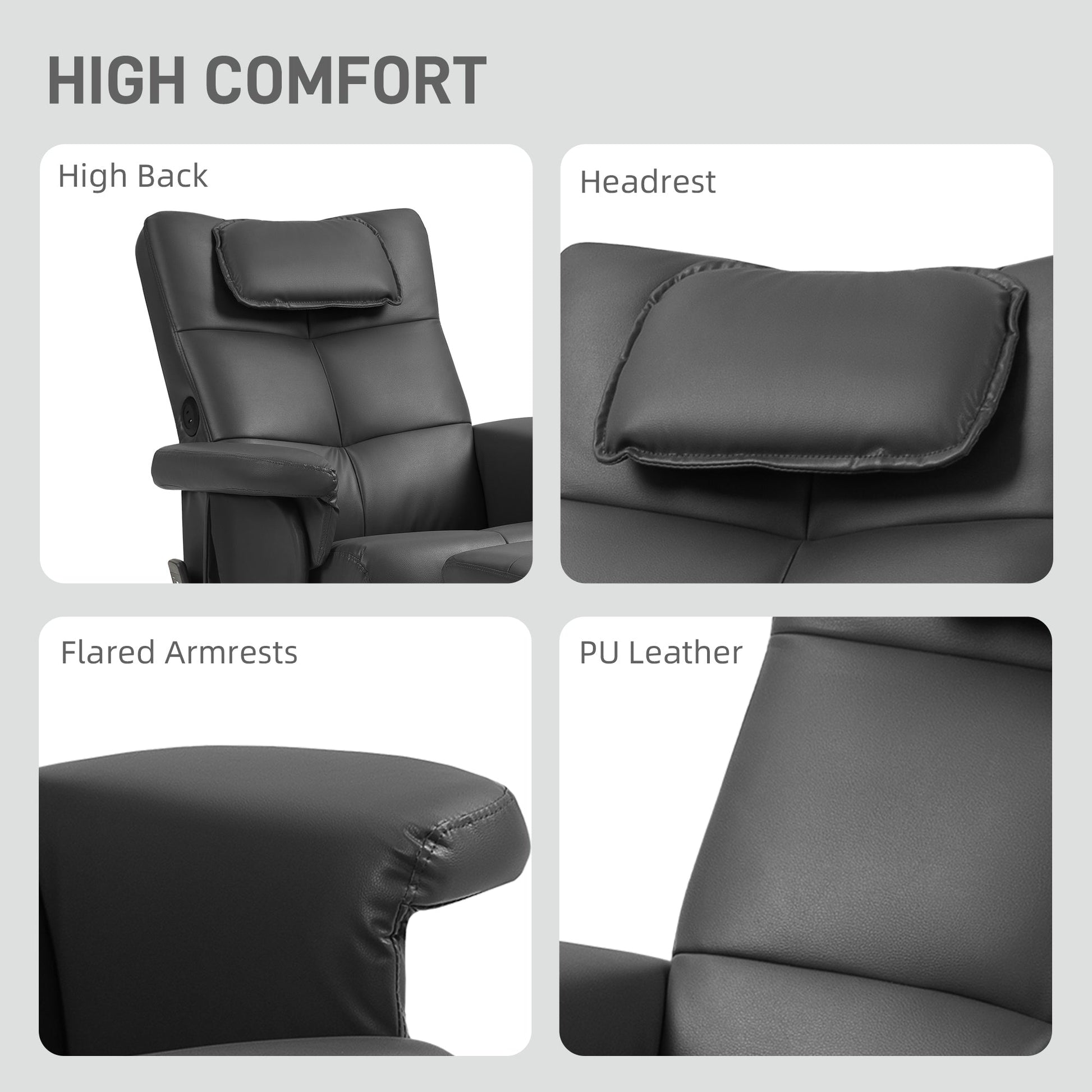 HOMCOM Massage Recliner Chair with Footstool, Upholstered Armchair with Adjustable Backrest, Remote Control, Hidden Storage and Charger for Living Room, Bedroom, Black