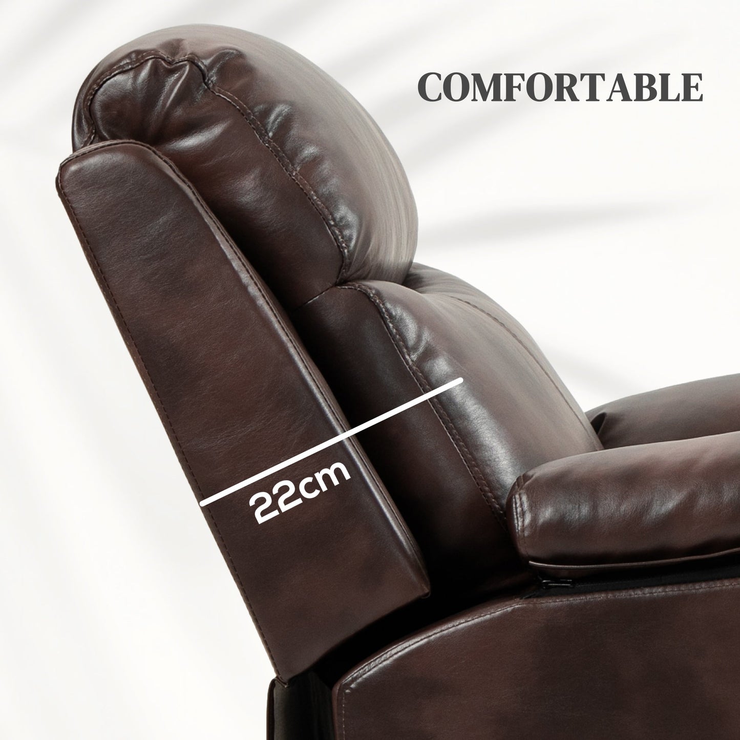 HOMCOM Power Lift Recliner Chair, Electric Lift Chair for Elderly, Overstuffed Faux Leather Riser and Reclining Armchair with Remote Control, Side Pockets, for Living Room, Dark Brown