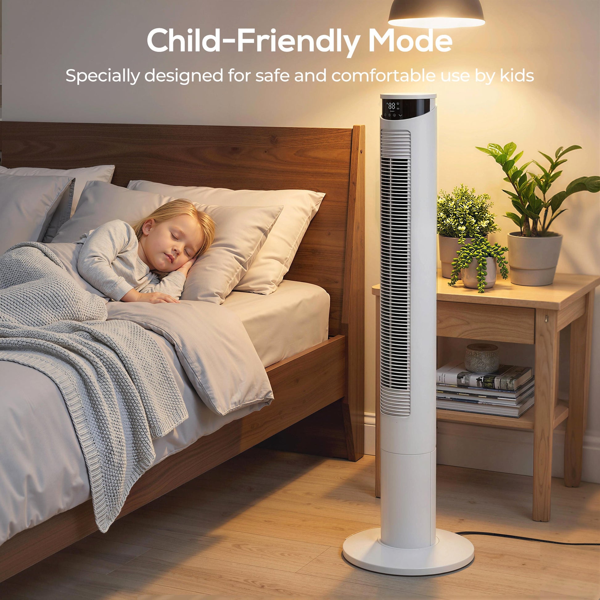 116 cm Tower Fan for Cooling, Standing Floor Fan with WiFi Control, 65° Oscillating, 12 Hour Timer, LED Display and Remote Control for Bedroom, Office, White