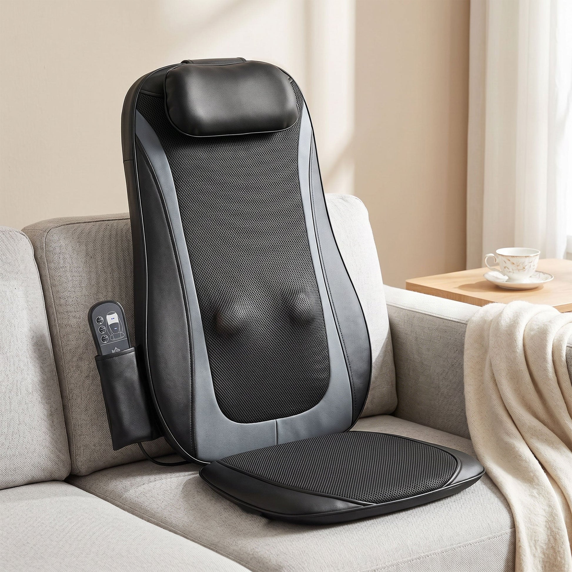 Back Massager with Heat, Deep Tissue Kneading Massage Chair with 3-Level Seat Vibration, Massage Chair Pad for Back Pain, Home Office Use, Gifts for Men and Women