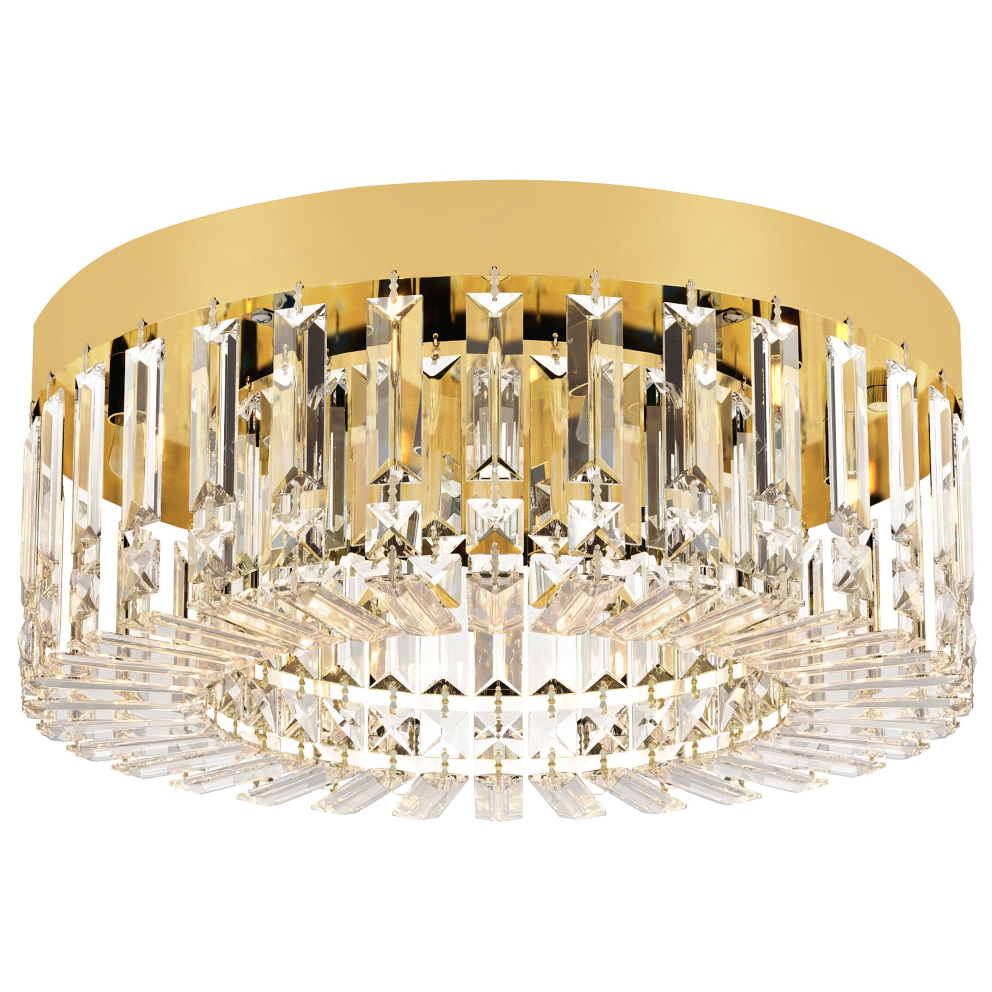 Crystal Chandeliers Ceiling Light with 160 Crystal Pendants, Modern 6-Light Flush Mount Ceiling Light for Living Room, Bedroom, Dining Room, Hall, Gold Tone