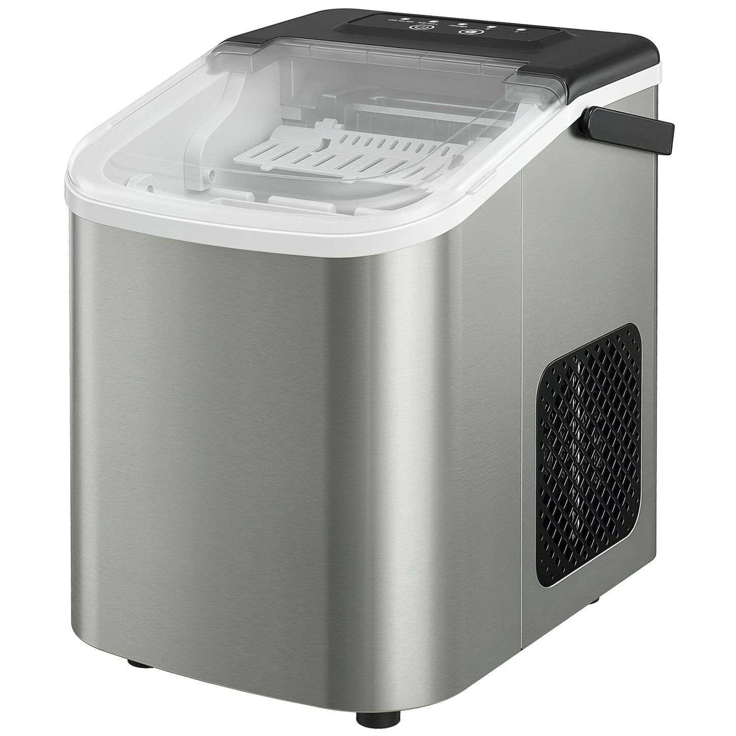 Ice Maker Machine Countertop, 9 Cubes Ready in 7 Mins, 12 KG in 24Hrs, 2 Sizes of Bullet, Self-Cleaning Ice Machine with Portable Handle, Scoop and Basket for Home Kitchen Office RV