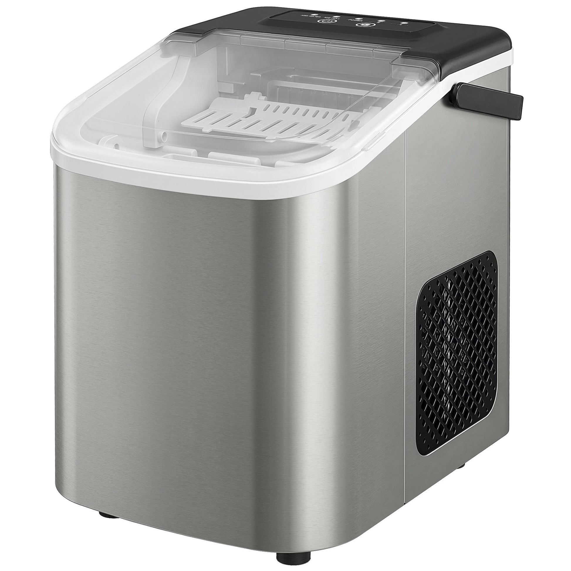 Ice Maker Machine Countertop, 9 Cubes Ready in 7 Mins, 12 KG in 24Hrs, 2 Sizes of Bullet, Self-Cleaning Ice Machine with Portable Handle, Scoop and Basket for Home Kitchen Office RV