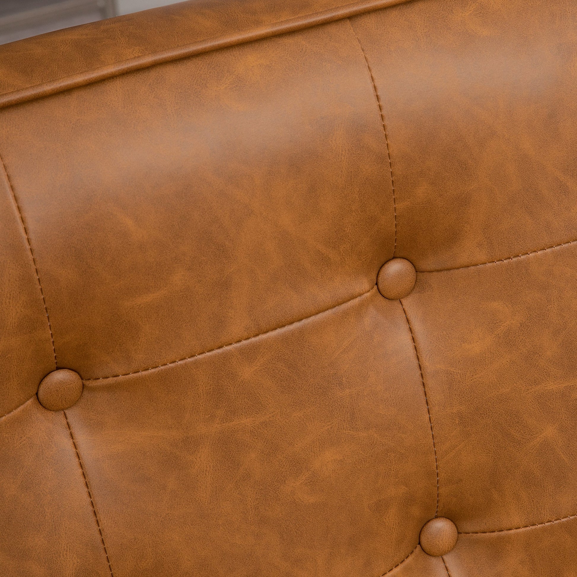 HOMCOM Armchair, PU Leather Accent Chair, Occasional Chair with Rubberwood Frame for Living Room, Reception, Bedroom, Balcony, Brown